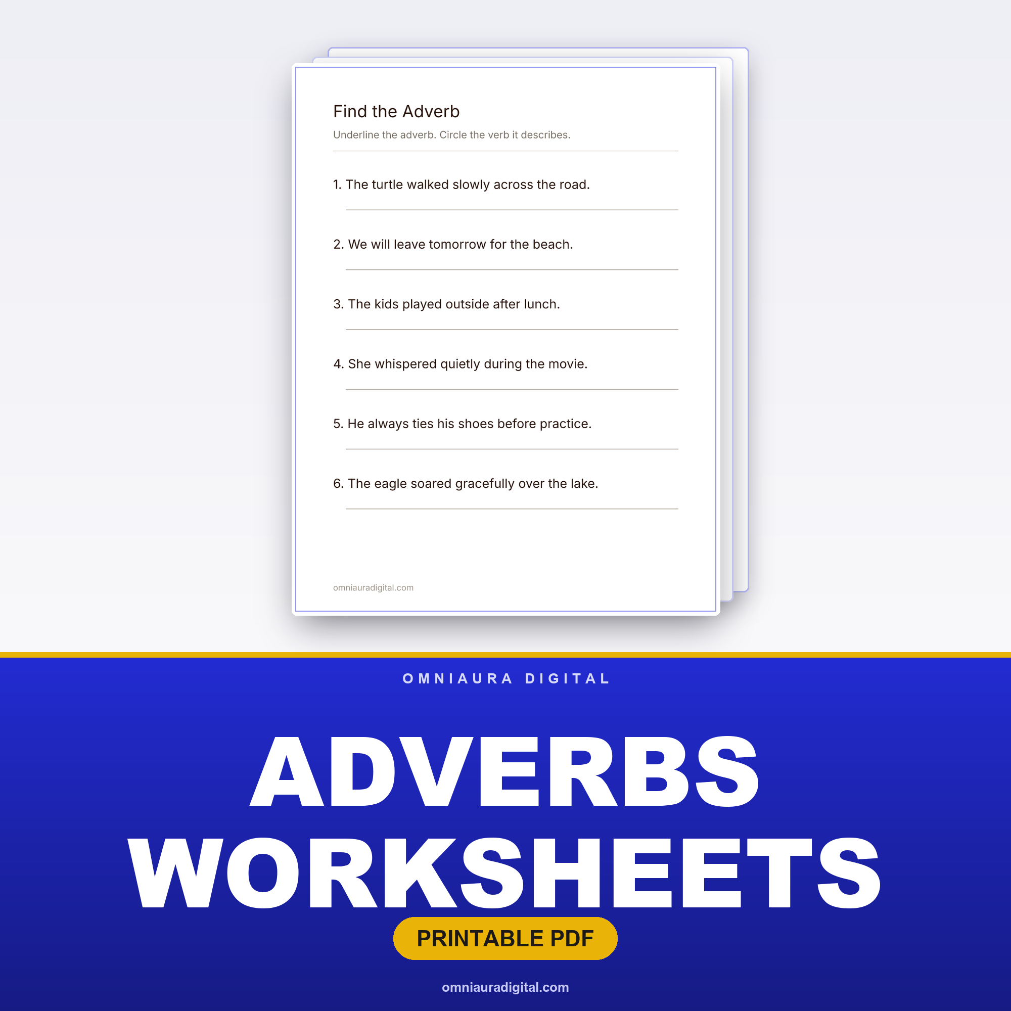 Adverbs Worksheets — How, When and Where Words