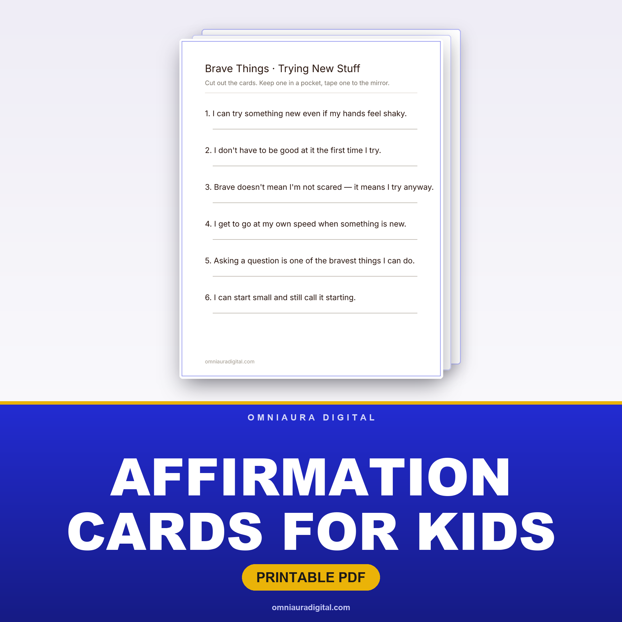 Affirmation Cards for Kids — 96 Cut-Out Confidence Boosters