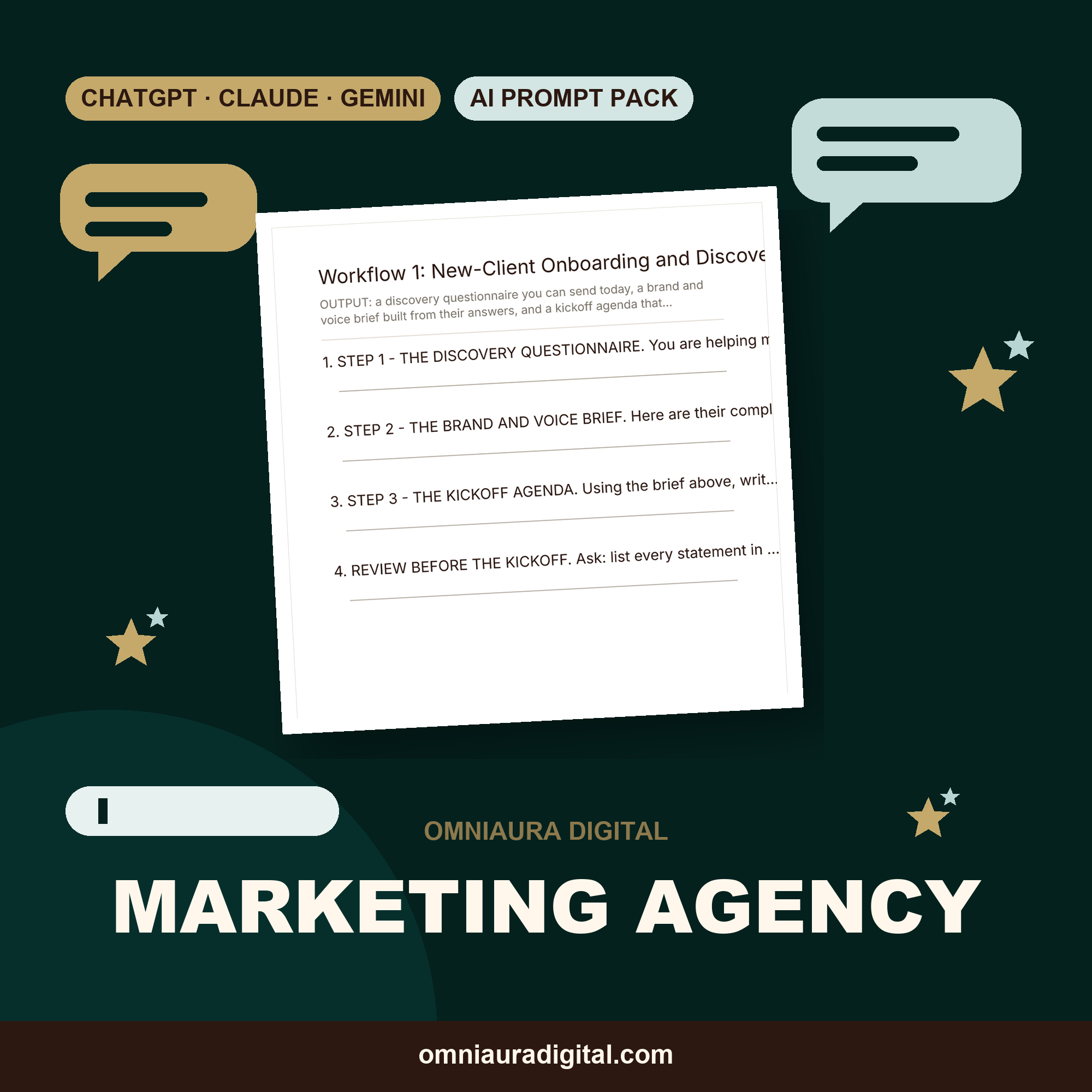 AI Marketing Agency Prompt System — Onboarding to Reporting Workflows (ChatGPT, Claude & Gemini)