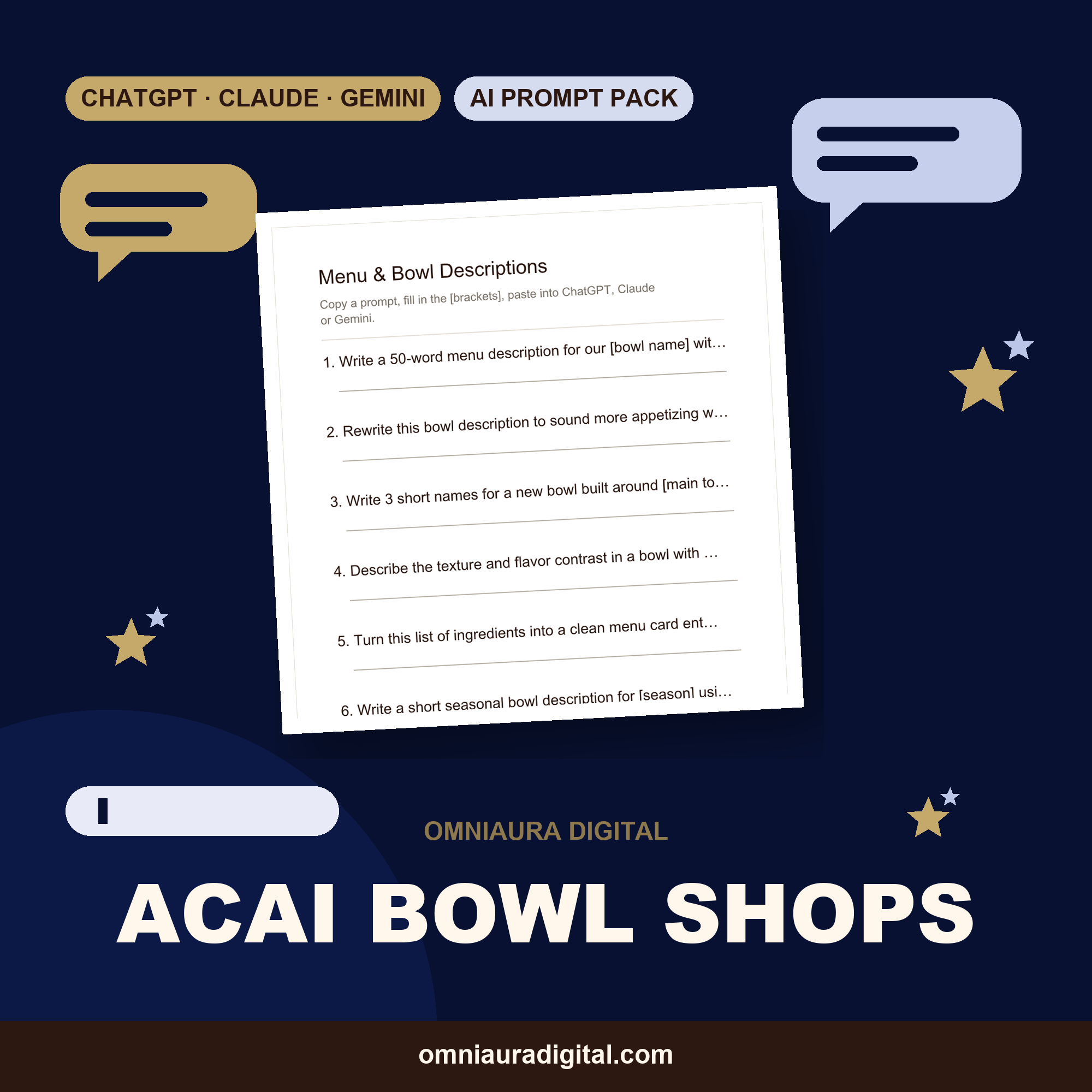 AI Prompt Pack for Acai Bowl Shops — ChatGPT, Claude & Gemini