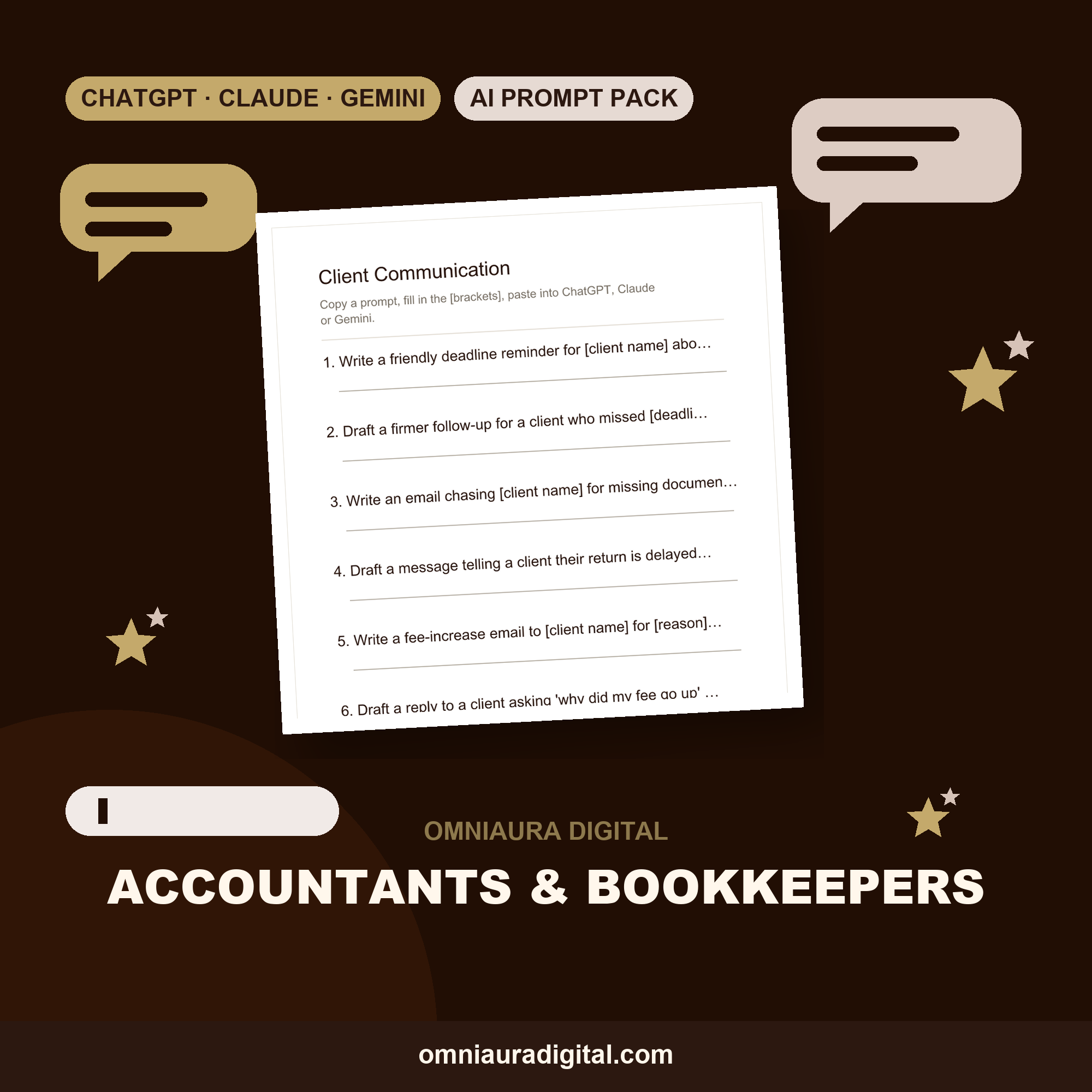AI Prompt Pack for Accountants & Bookkeepers — ChatGPT, Claude & Gemini