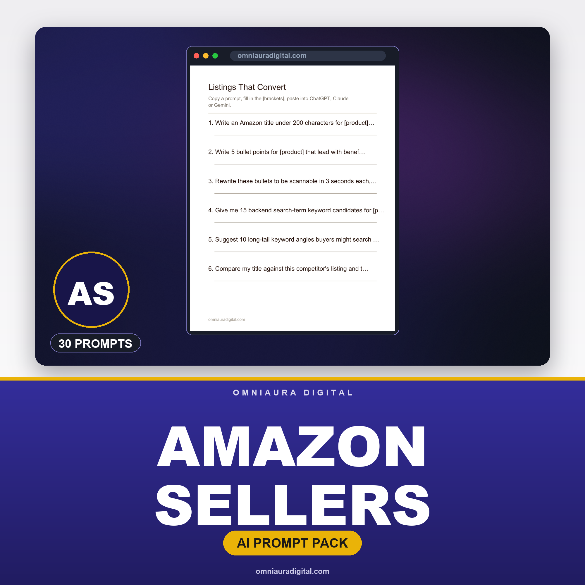 AI Prompt Pack for Amazon Sellers — ChatGPT, Claude & Gemini