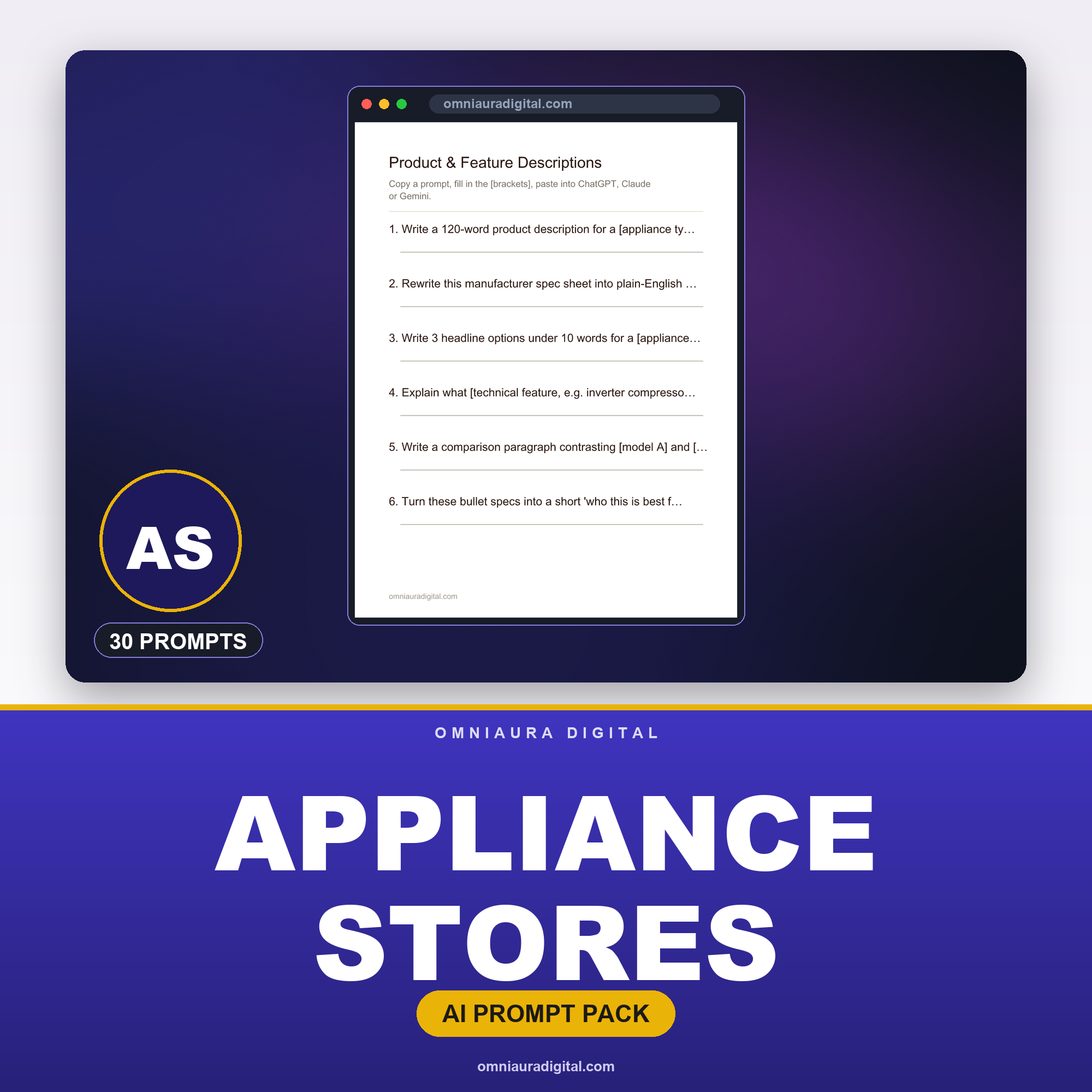 AI Prompt Pack for Appliance Stores — ChatGPT, Claude & Gemini