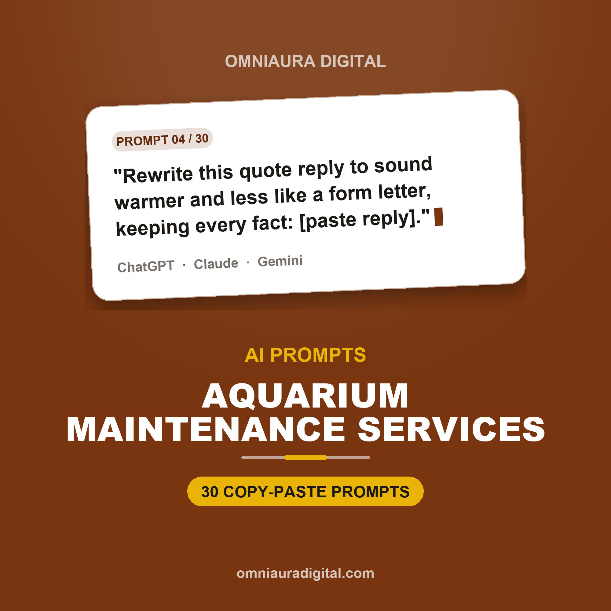 AI Prompt Pack for Aquarium Maintenance Services — ChatGPT, Claude & Gemini
