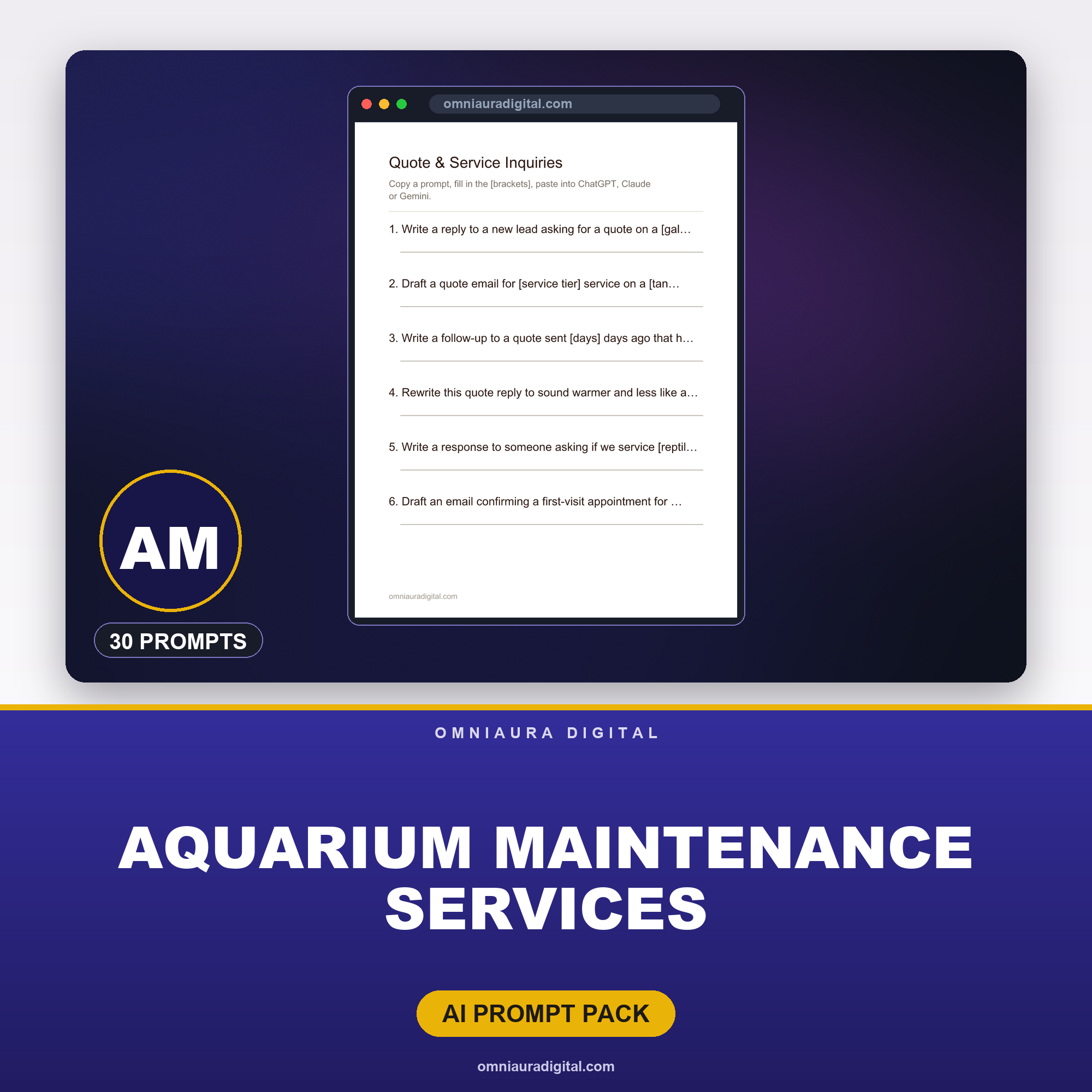 AI Prompt Pack for Aquarium Maintenance Services — ChatGPT, Claude & Gemini