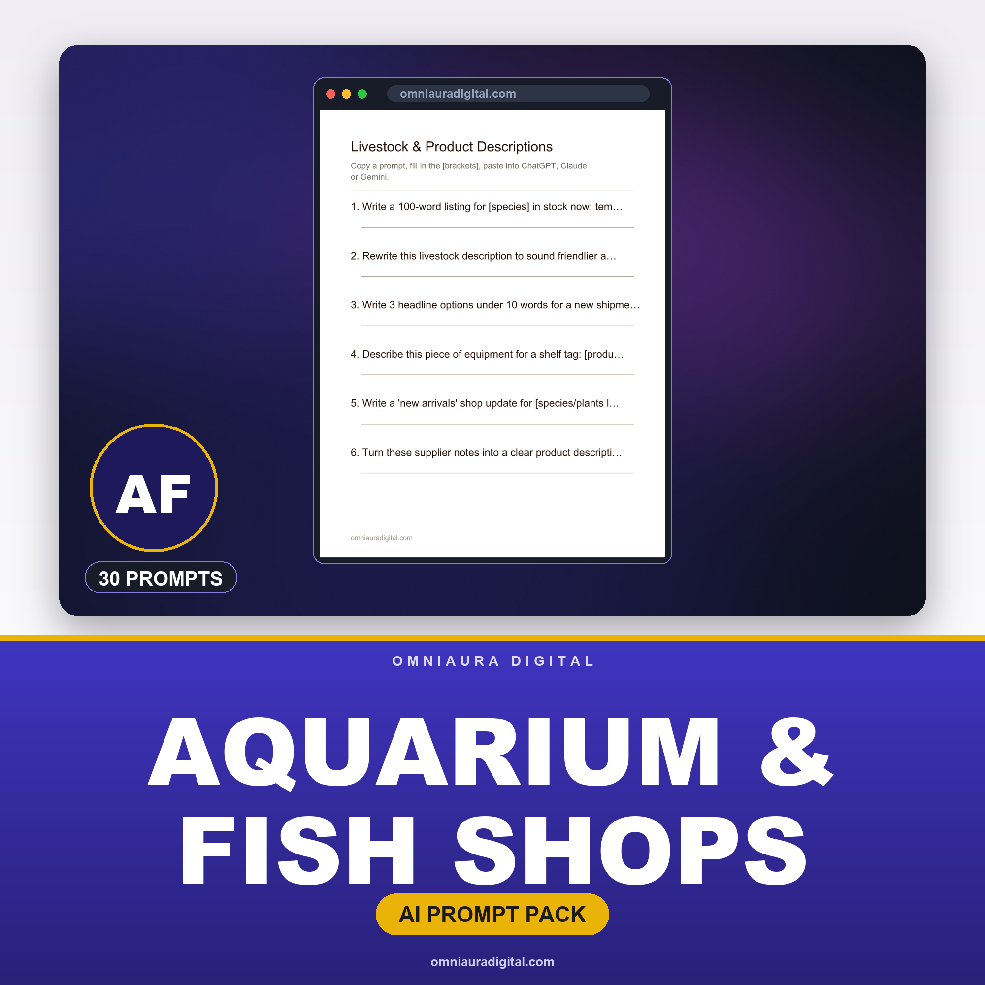 AI Prompt Pack for Aquarium & Fish Shops — ChatGPT, Claude & Gemini