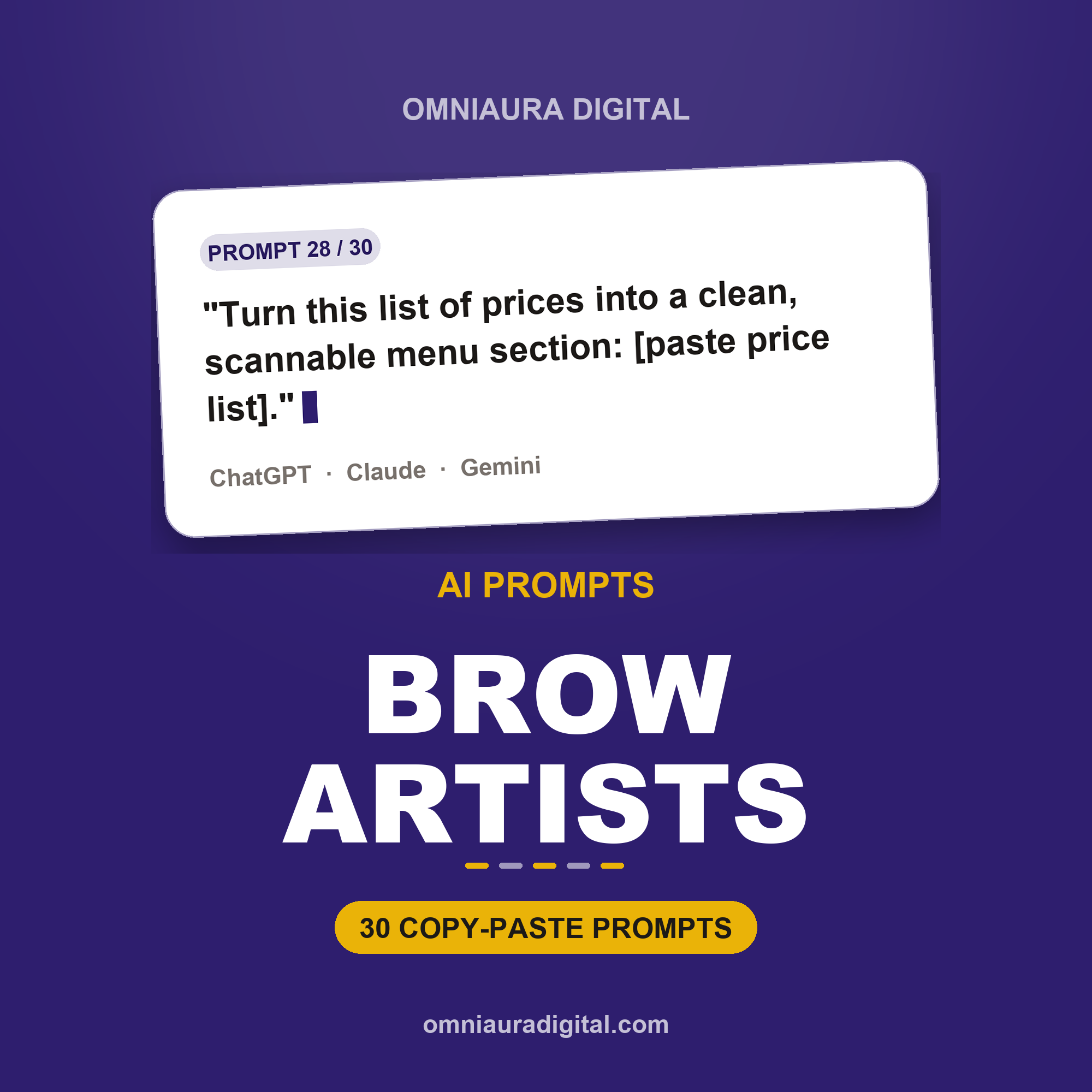 AI Prompt Pack for Brow Artists — ChatGPT, Claude & Gemini