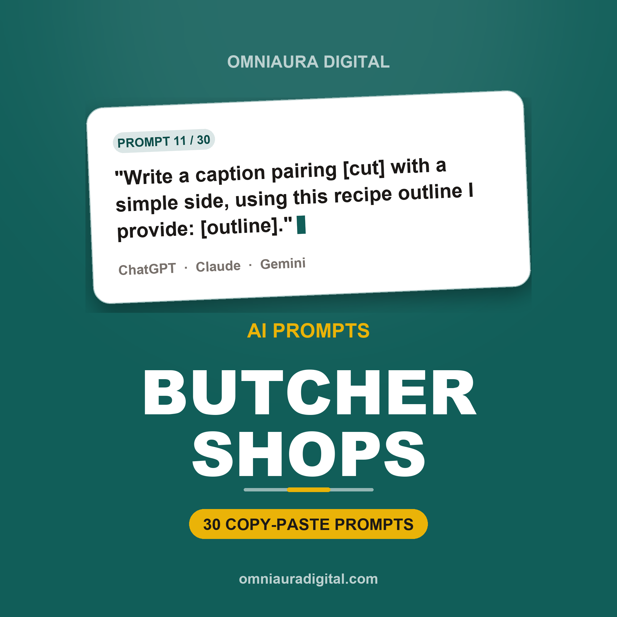 AI Prompt Pack for Butcher Shops — ChatGPT, Claude & Gemini