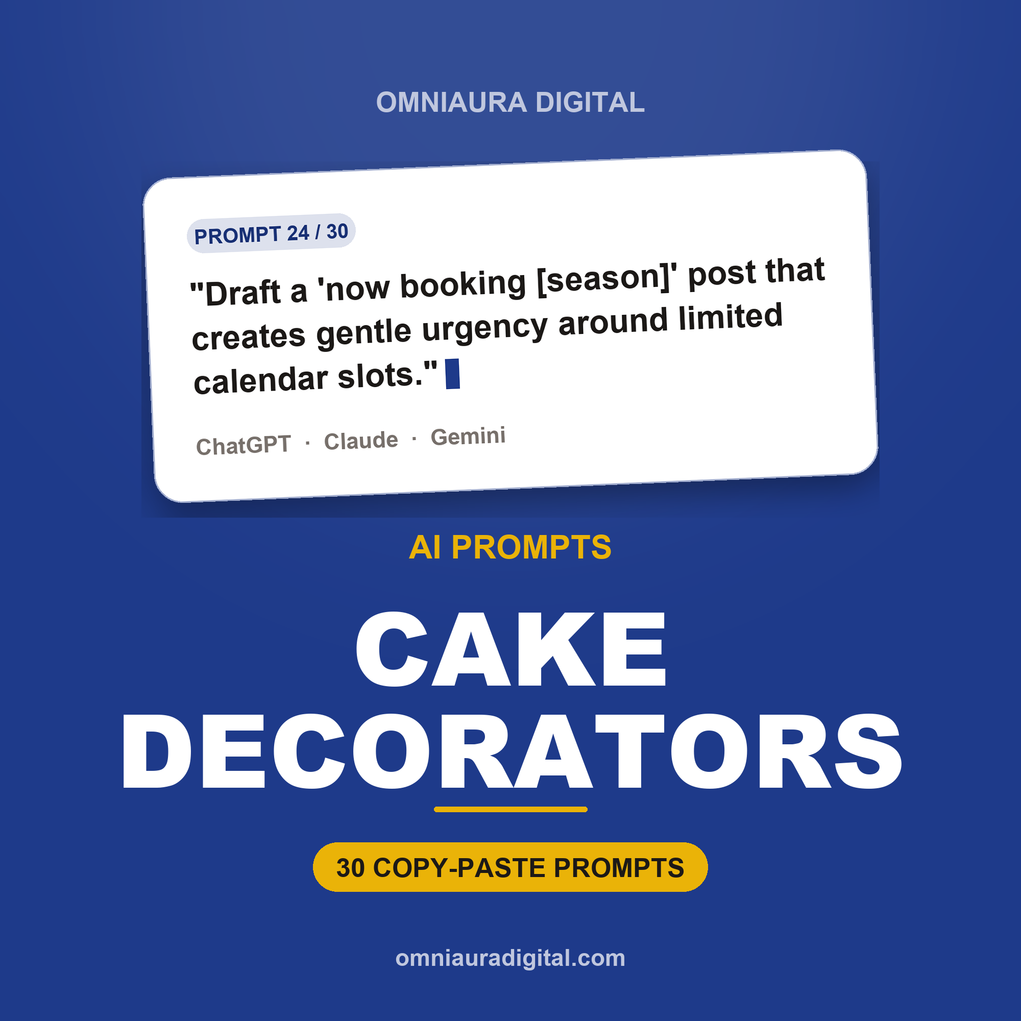 AI Prompt Pack for Cake Decorators — ChatGPT, Claude & Gemini