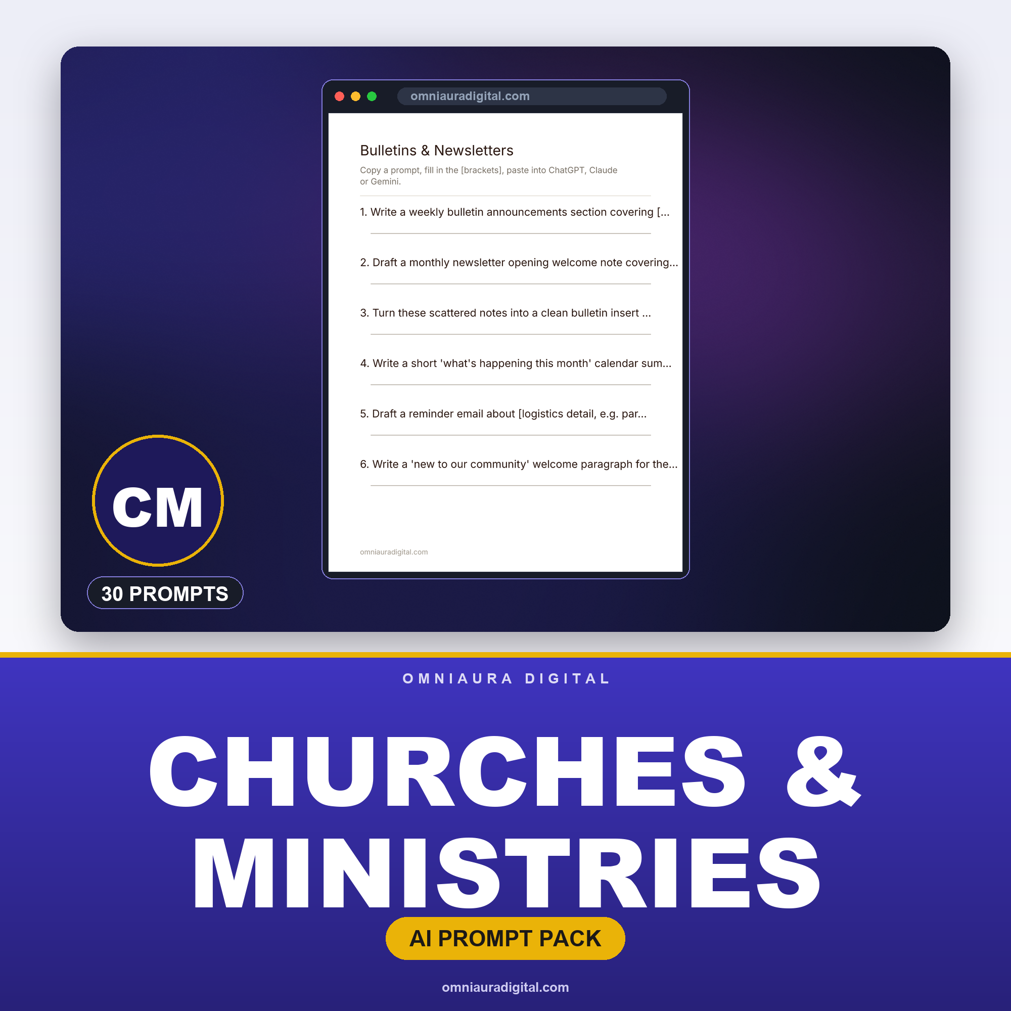 AI Prompt Pack for Churches & Ministries — ChatGPT, Claude & Gemini