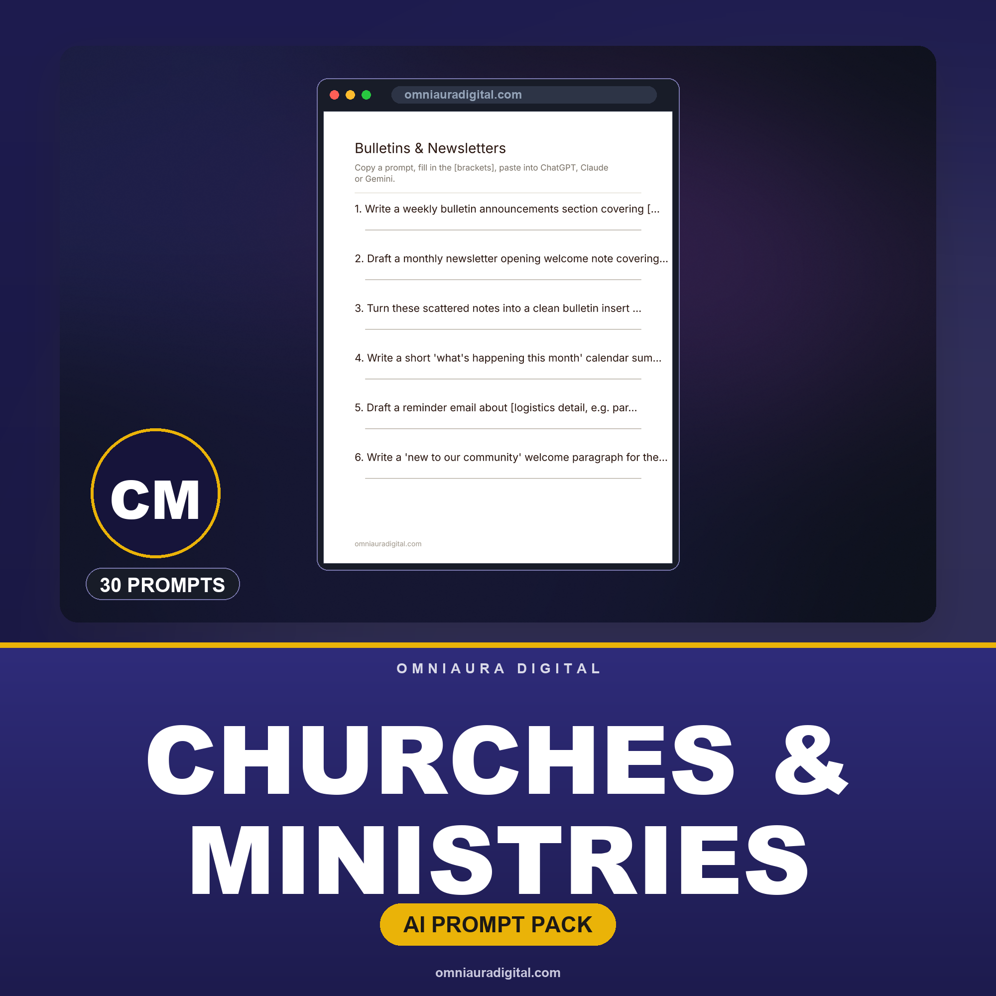 AI Prompt Pack for Churches & Ministries — ChatGPT, Claude & Gemini