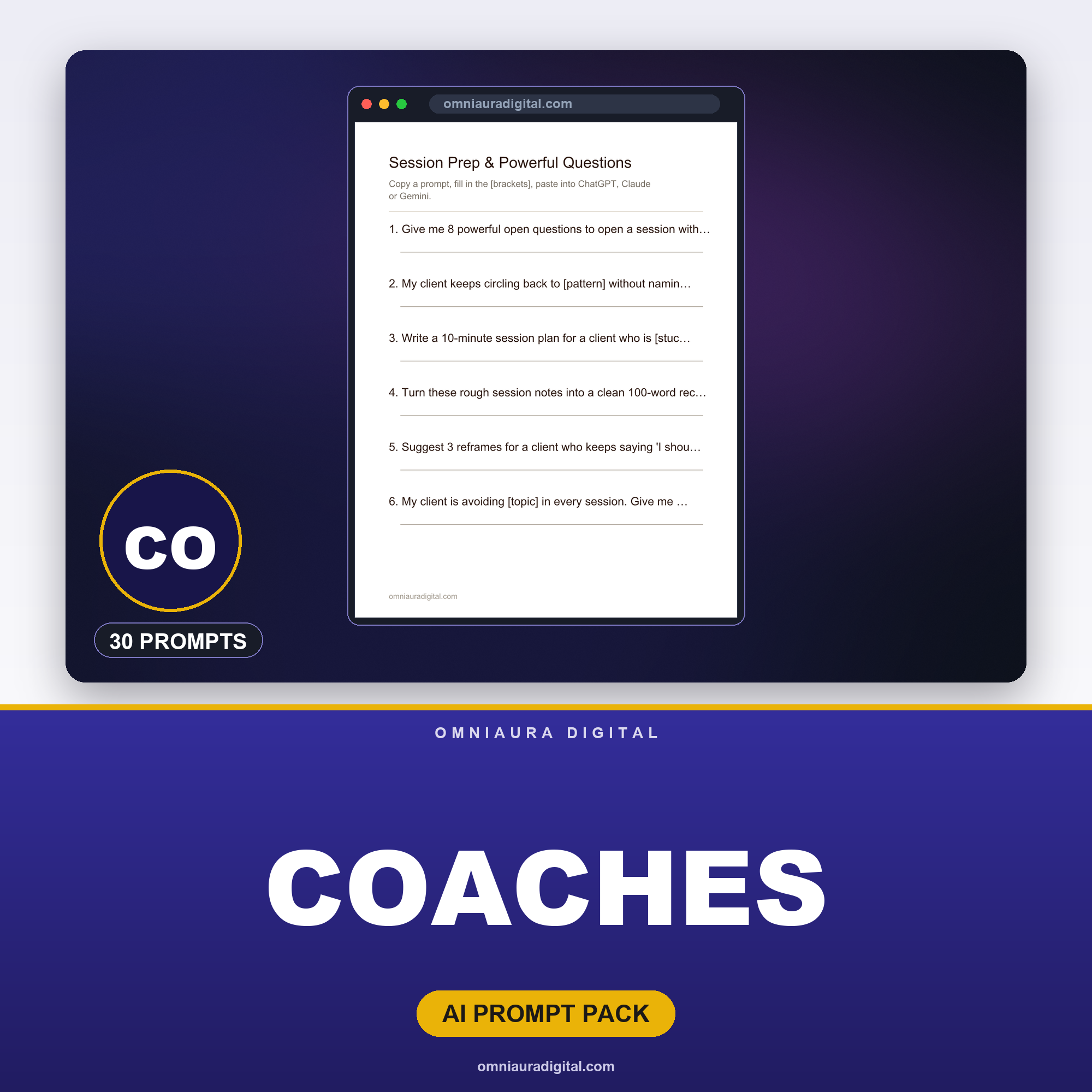 AI Prompt Pack for Coaches — ChatGPT, Claude & Gemini