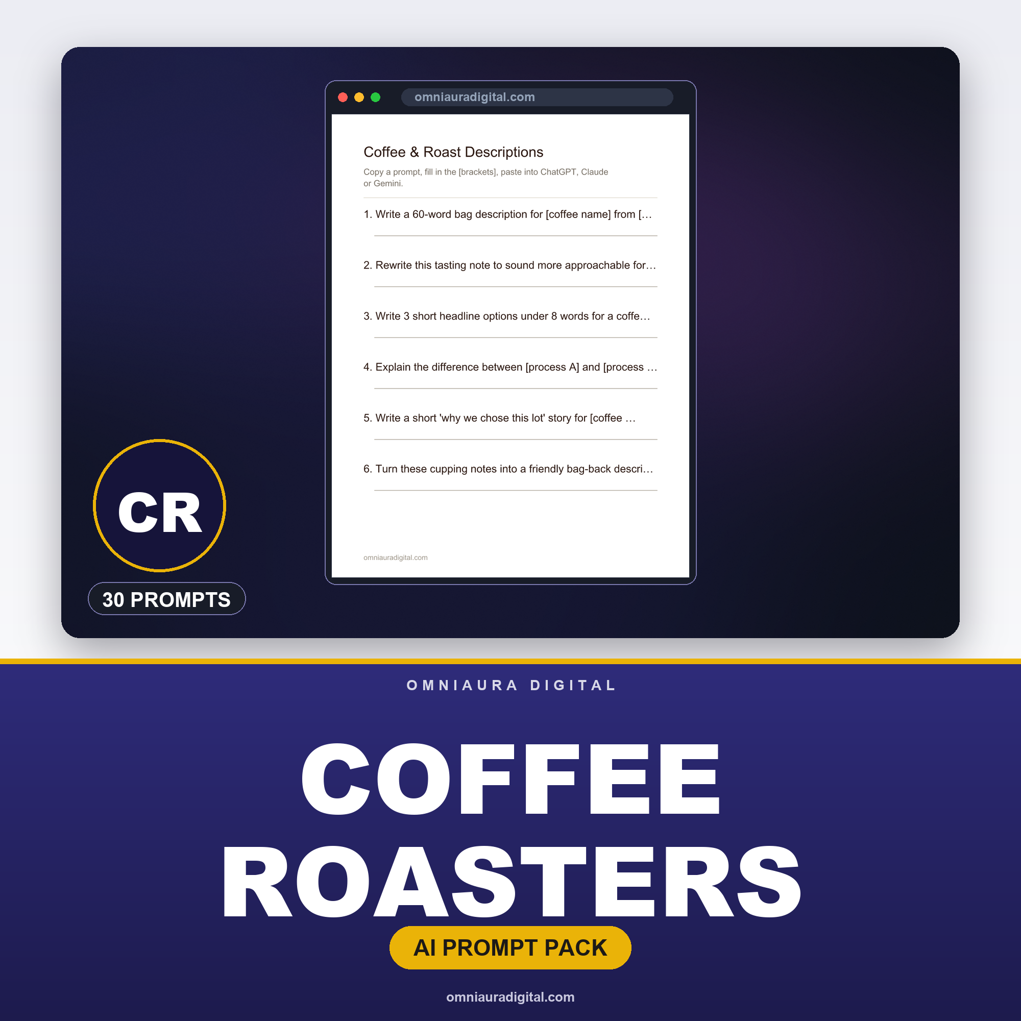 AI Prompt Pack for Coffee Roasters — ChatGPT, Claude & Gemini