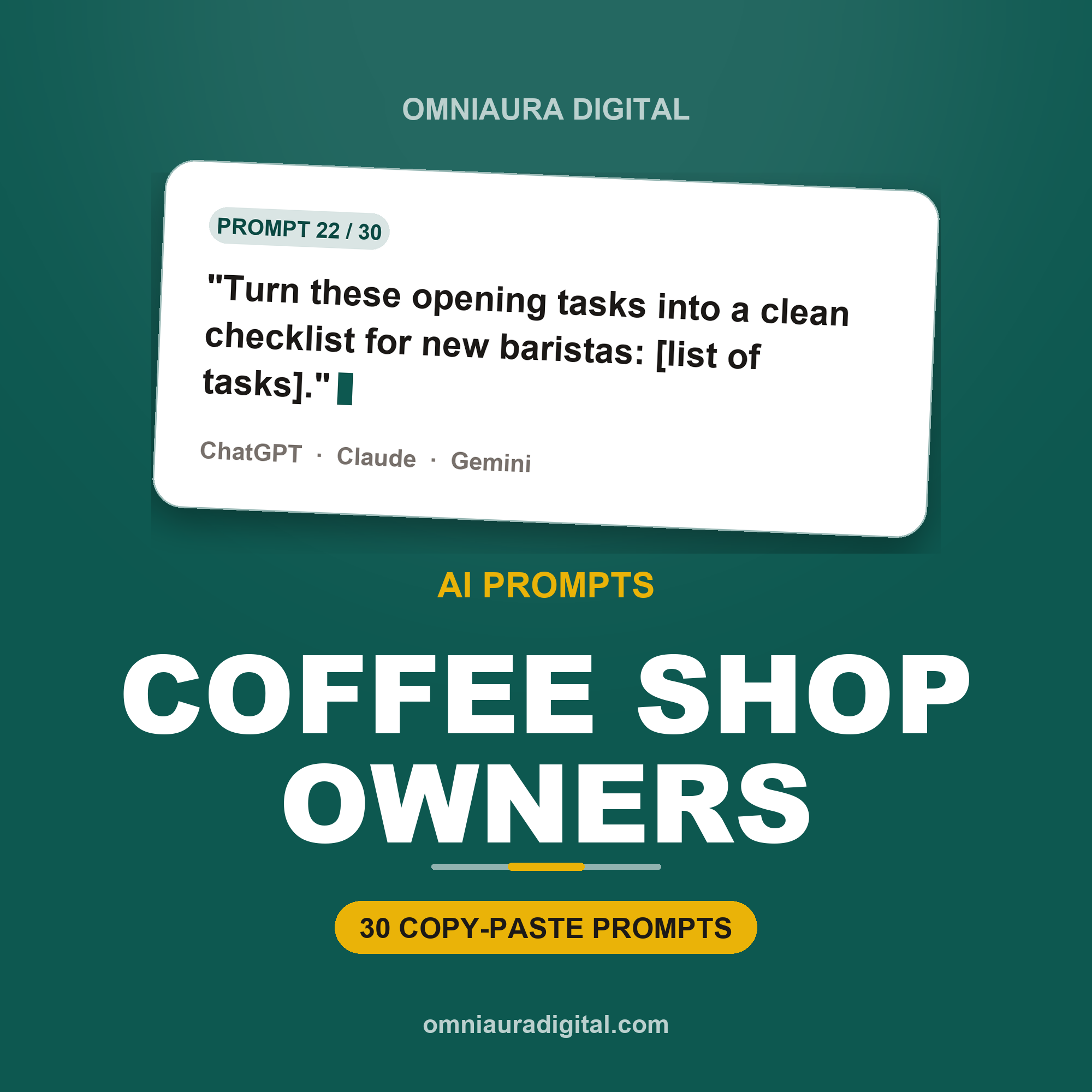 AI Prompt Pack for Coffee Shop Owners — ChatGPT, Claude & Gemini