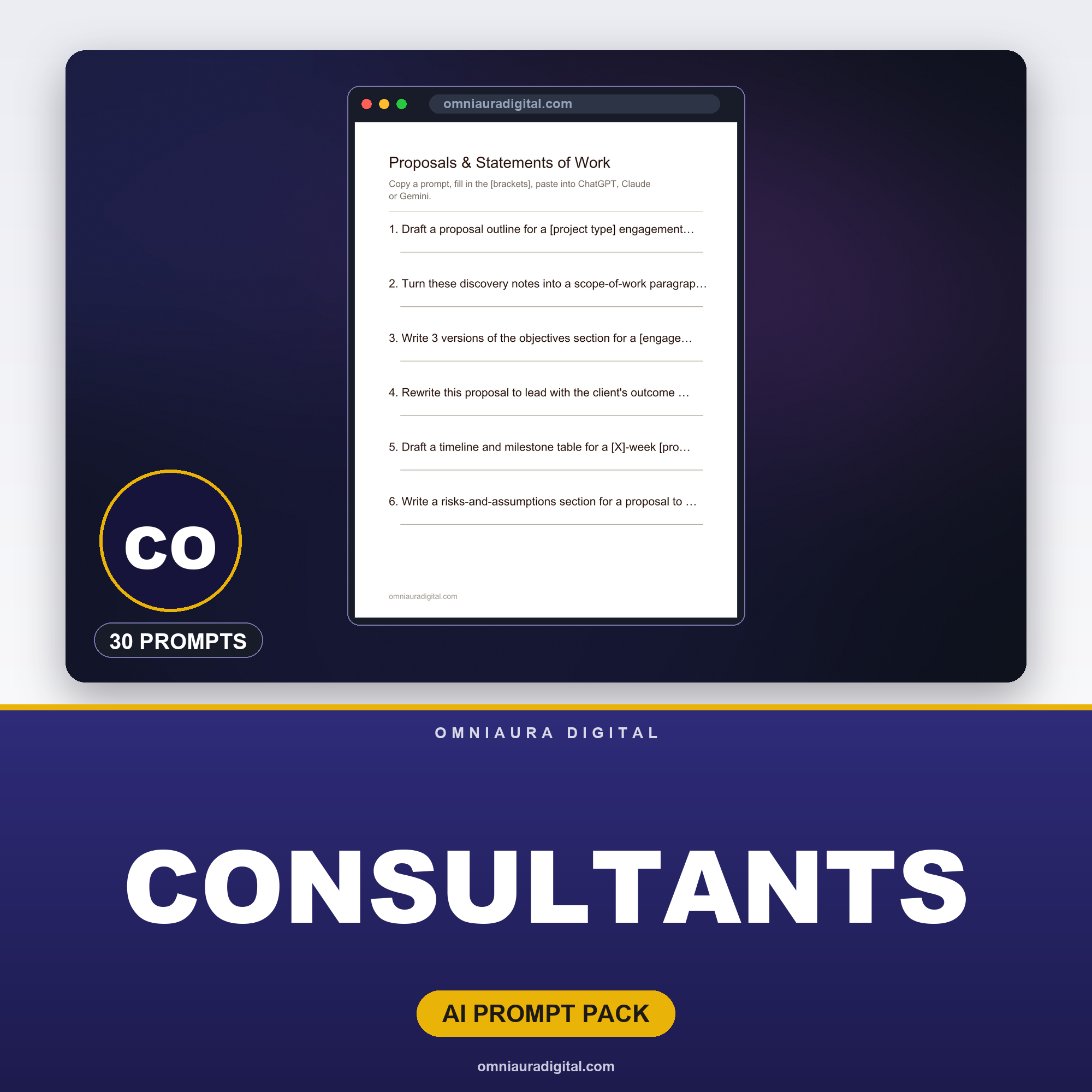 AI Prompt Pack for Consultants — ChatGPT, Claude & Gemini