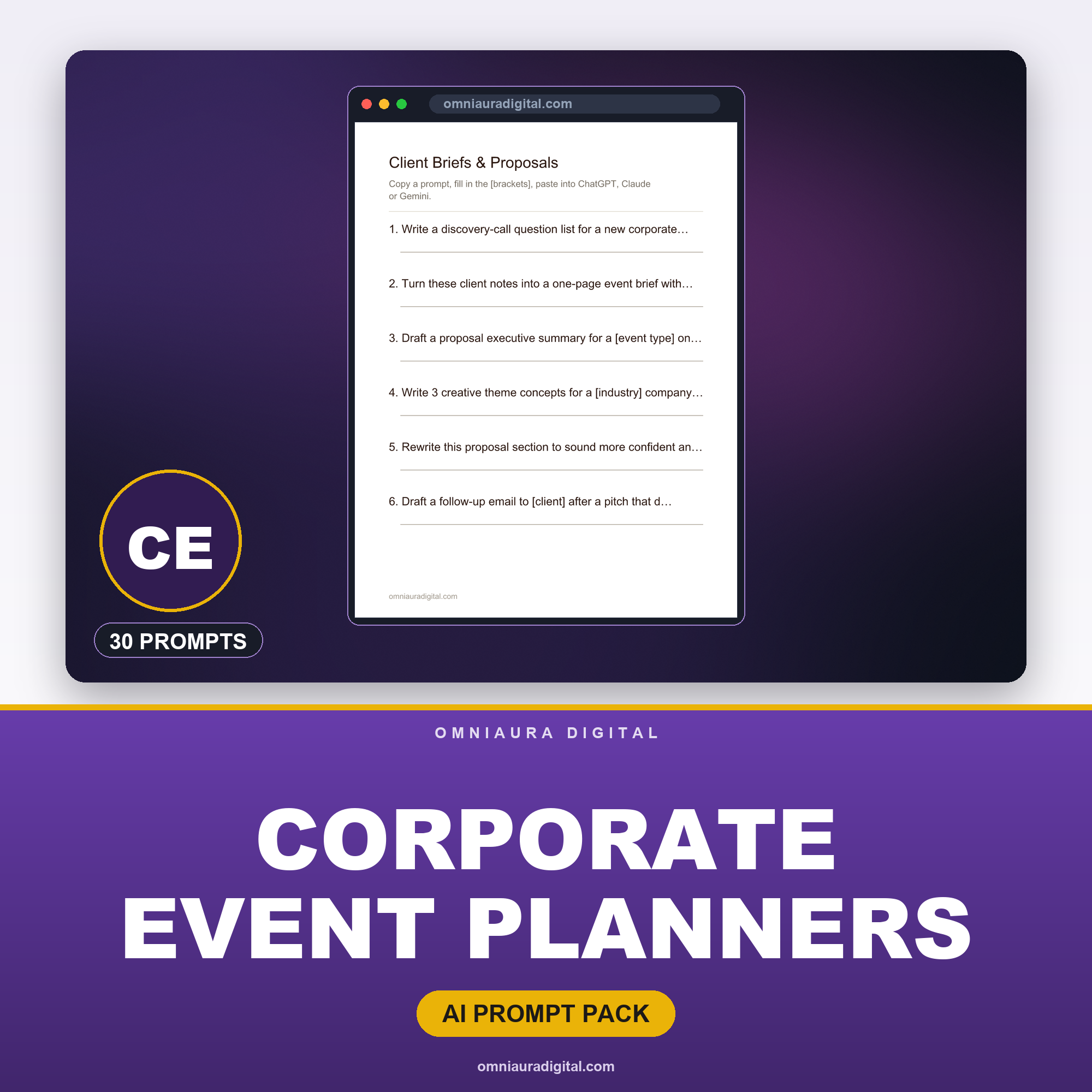 AI Prompt Pack for Corporate Event Planners — ChatGPT, Claude & Gemini