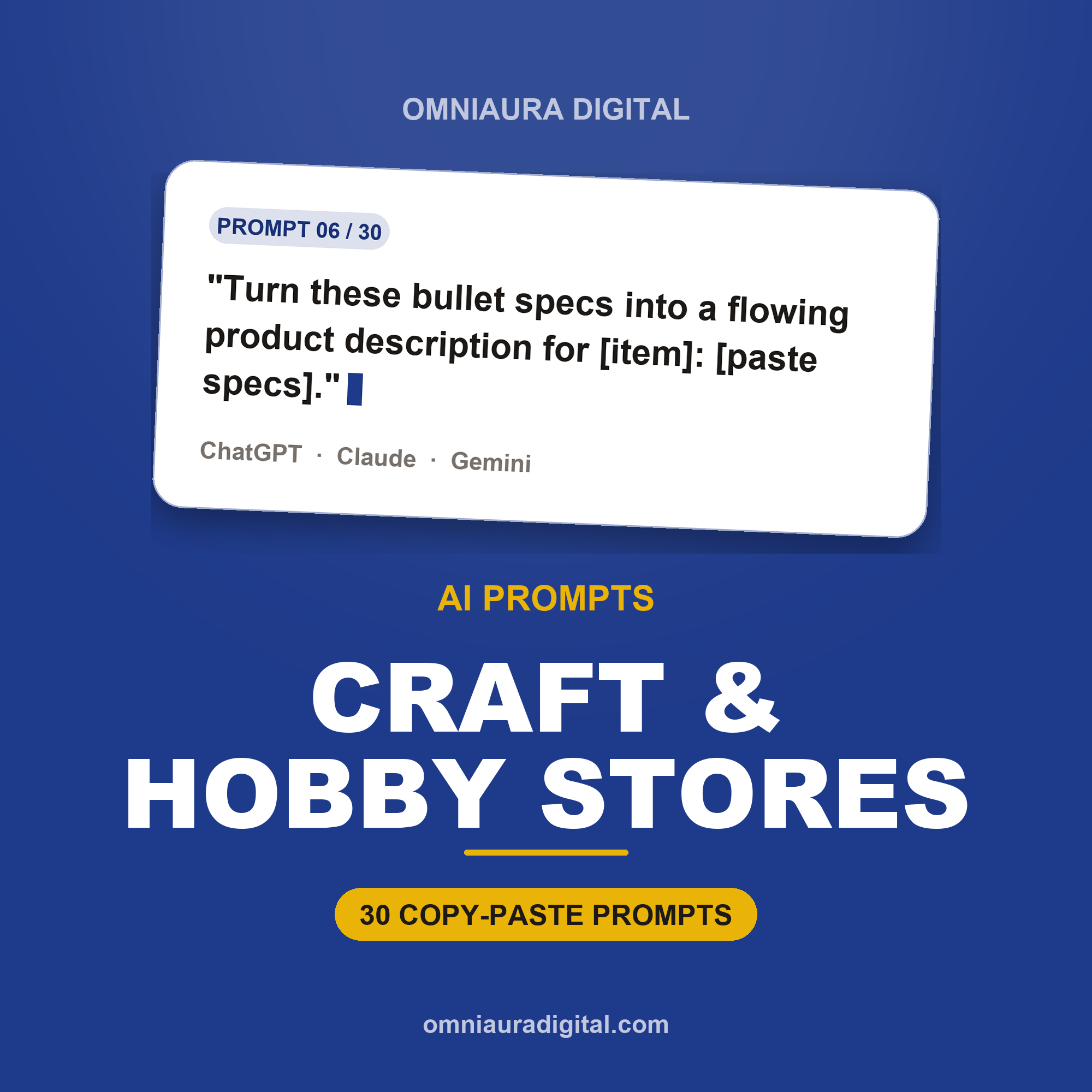 AI Prompt Pack for Craft & Hobby Stores — ChatGPT, Claude & Gemini