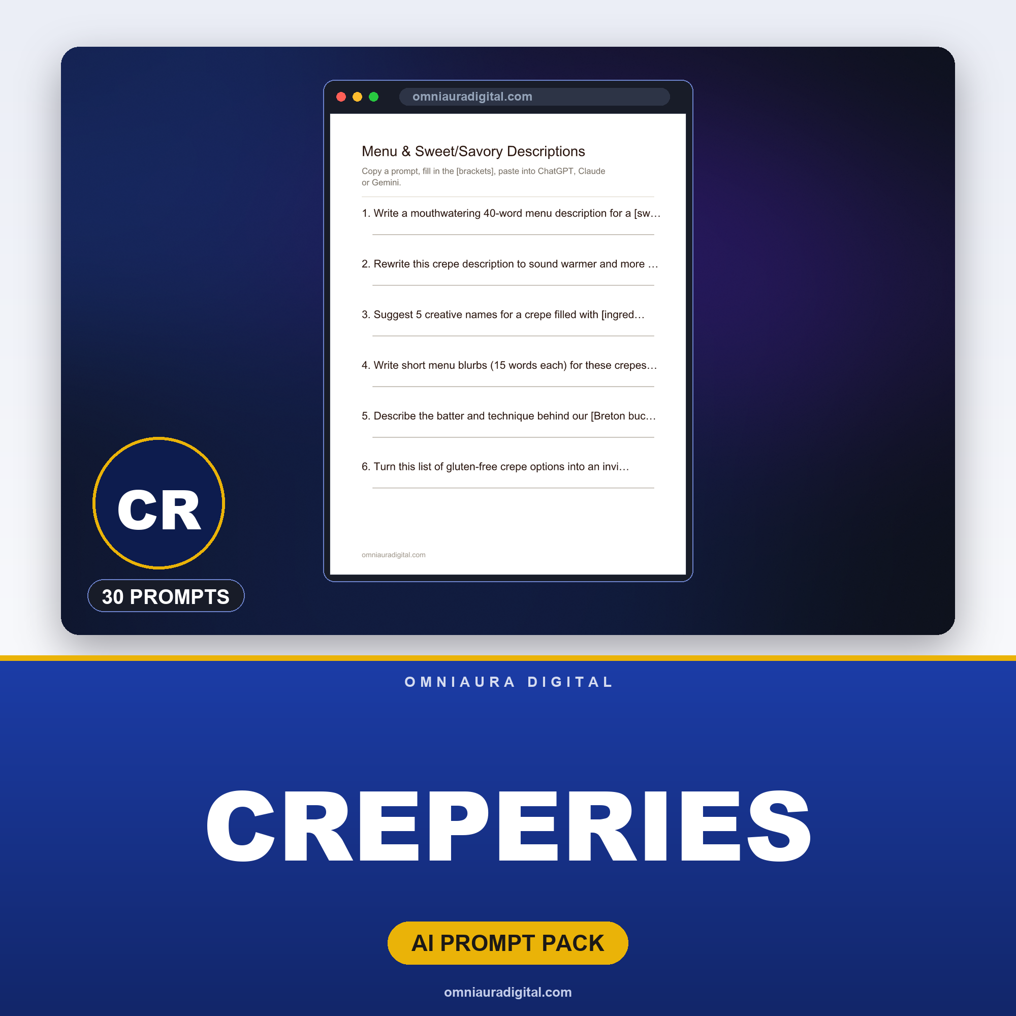 AI Prompt Pack for Creperies — ChatGPT, Claude & Gemini
