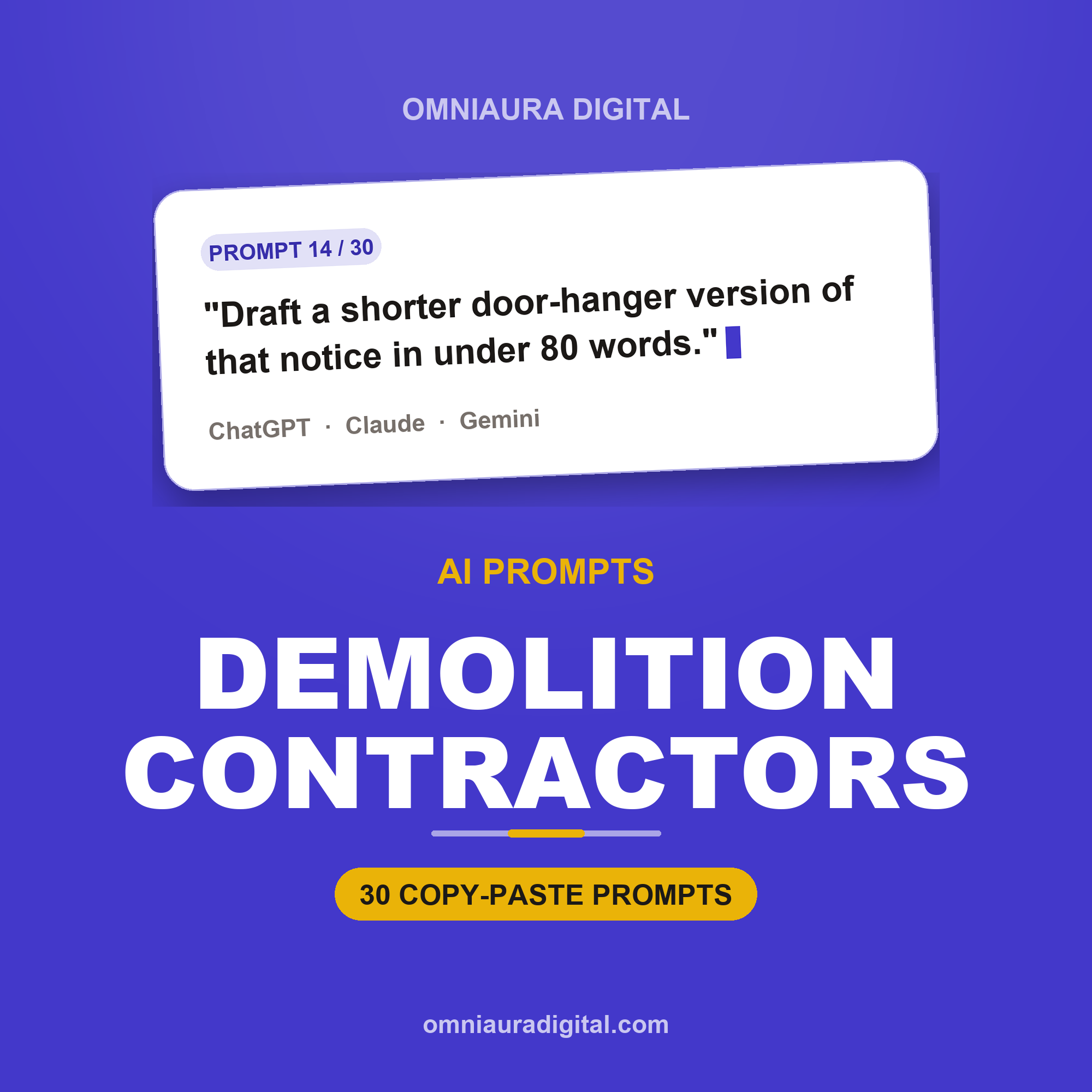 AI Prompt Pack for Demolition Contractors — ChatGPT, Claude & Gemini