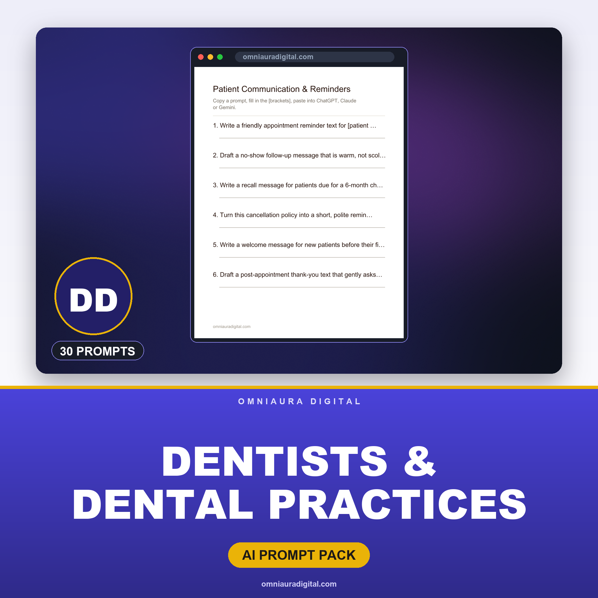 AI Prompt Pack for Dentists & Dental Practices — ChatGPT, Claude & Gemini