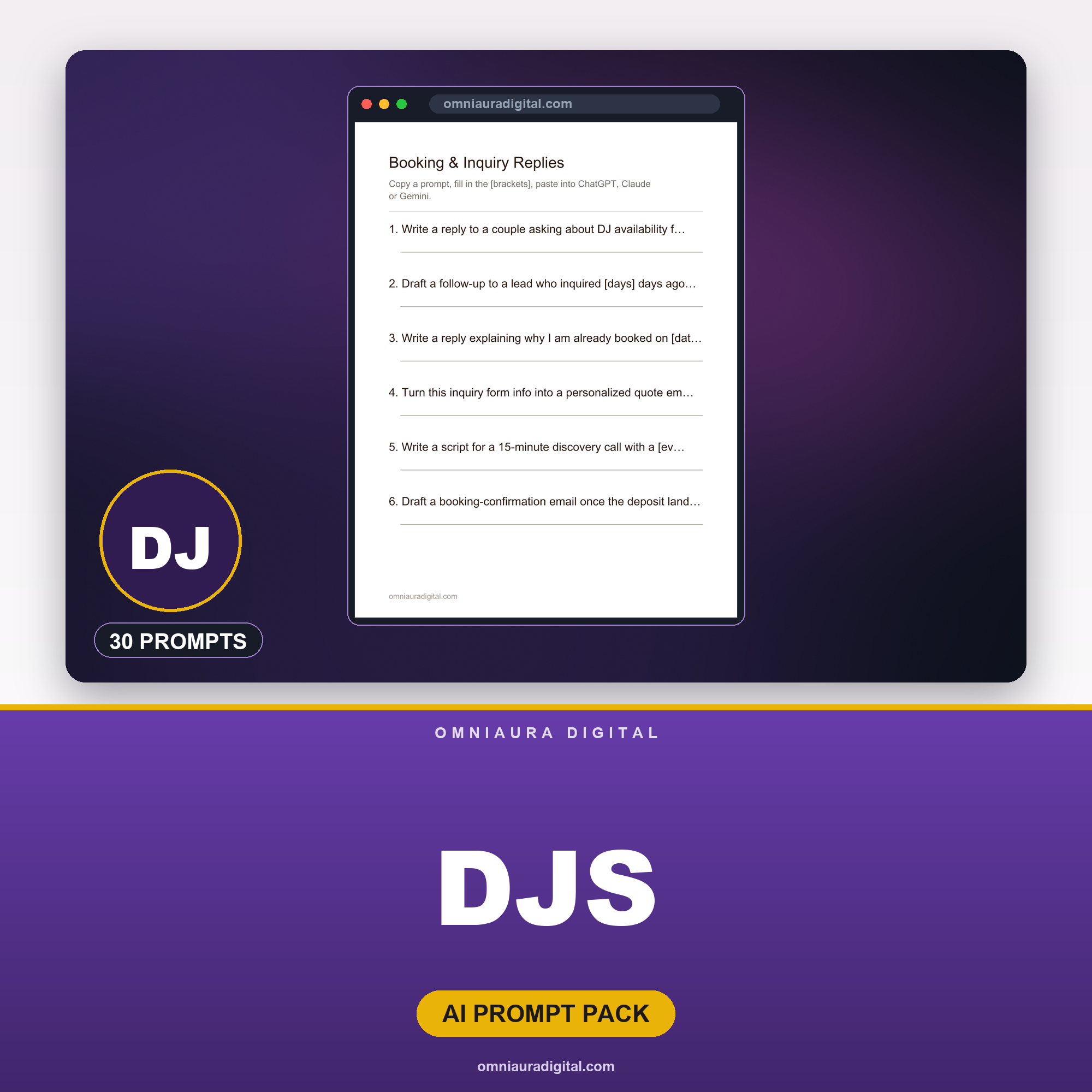 AI Prompt Pack for DJs — ChatGPT, Claude & Gemini