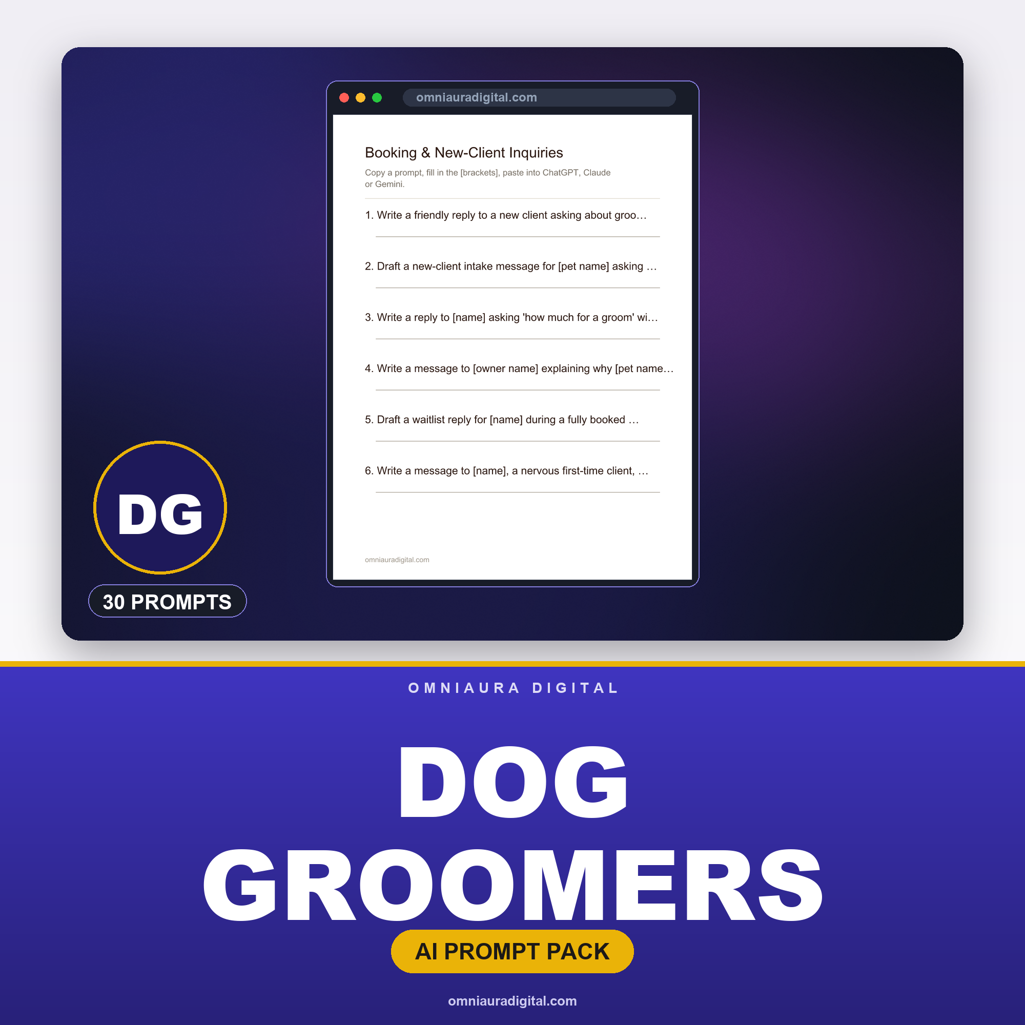 AI Prompt Pack for Dog Groomers — ChatGPT, Claude & Gemini