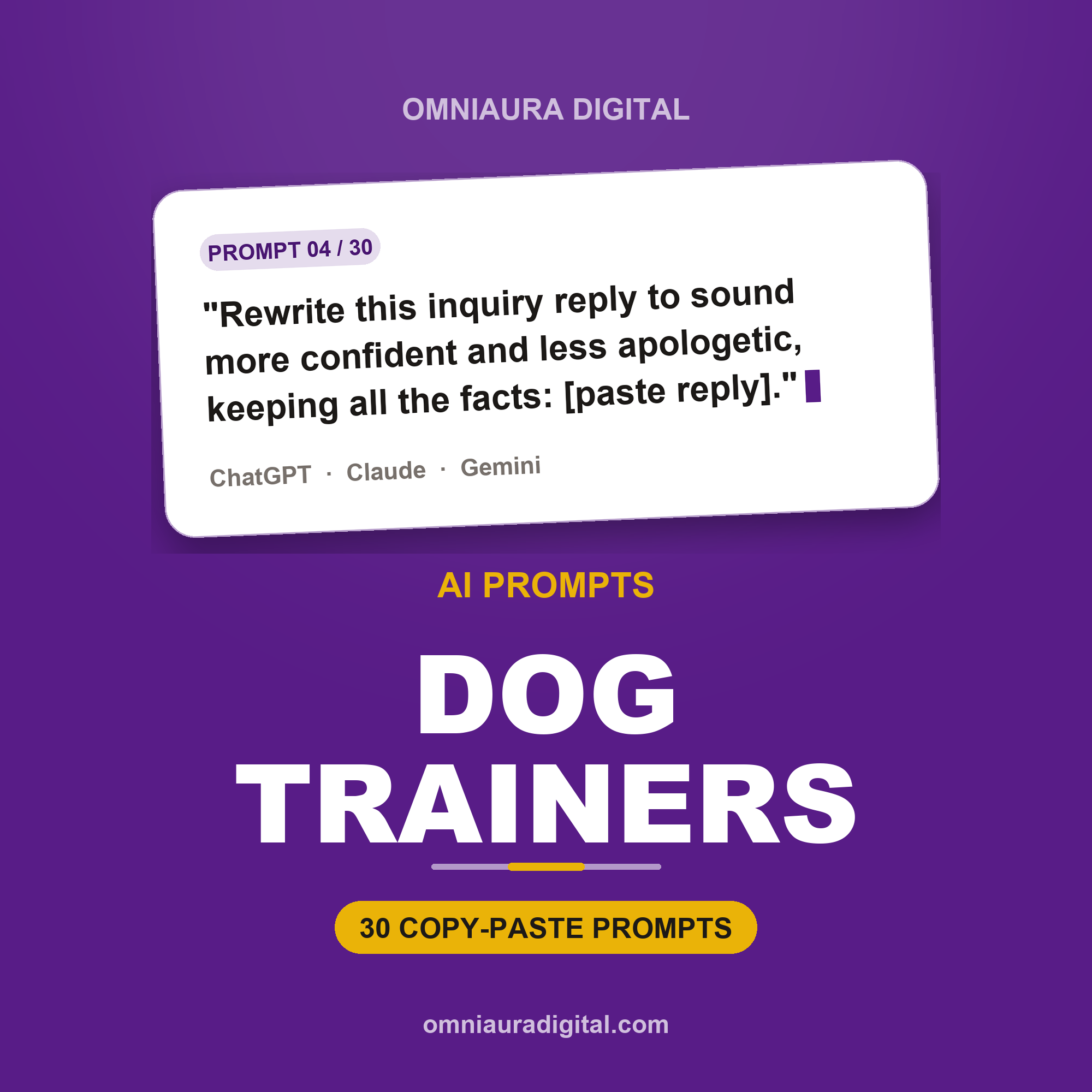 AI Prompt Pack for Dog Trainers — ChatGPT, Claude & Gemini