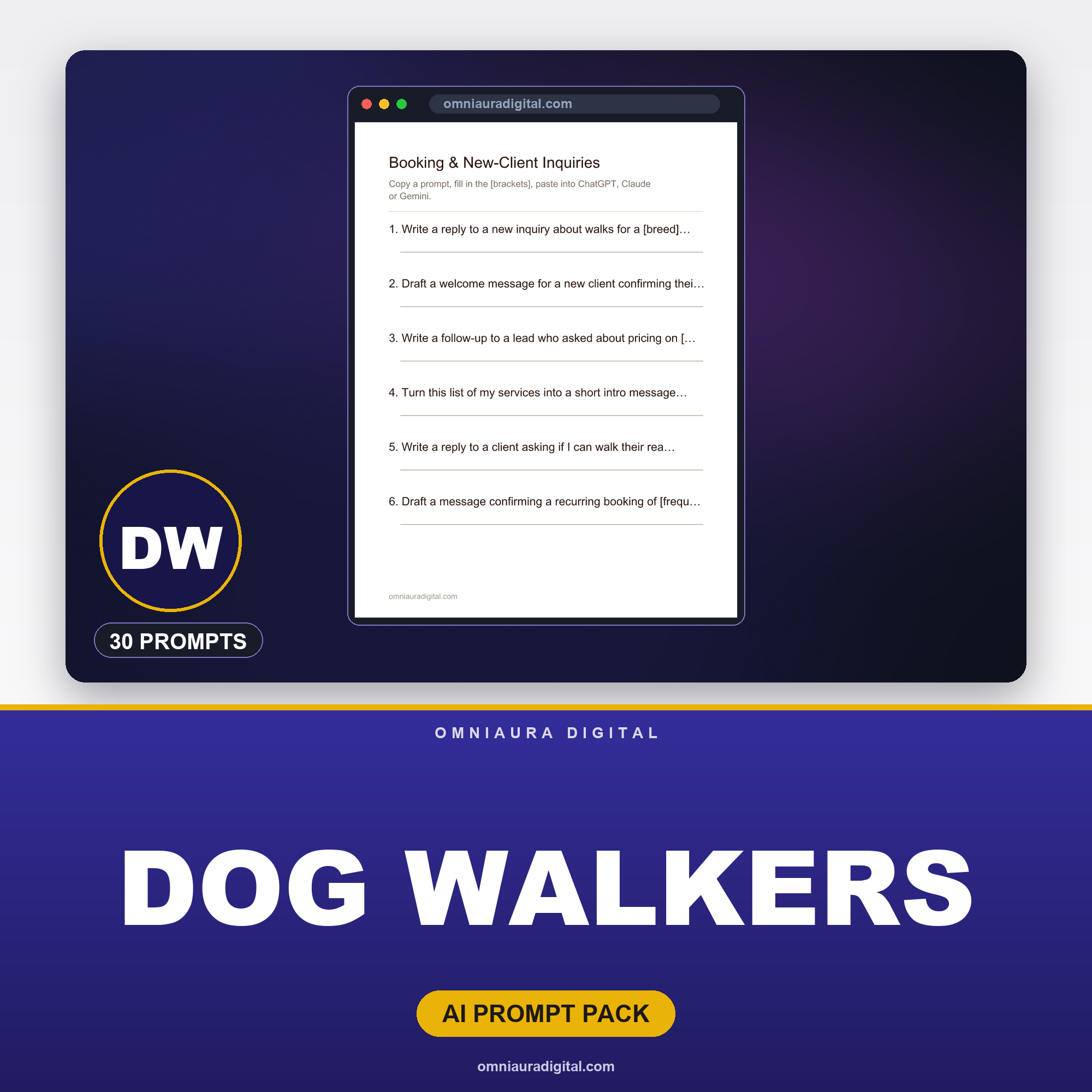 AI Prompt Pack for Dog Walkers — ChatGPT, Claude & Gemini