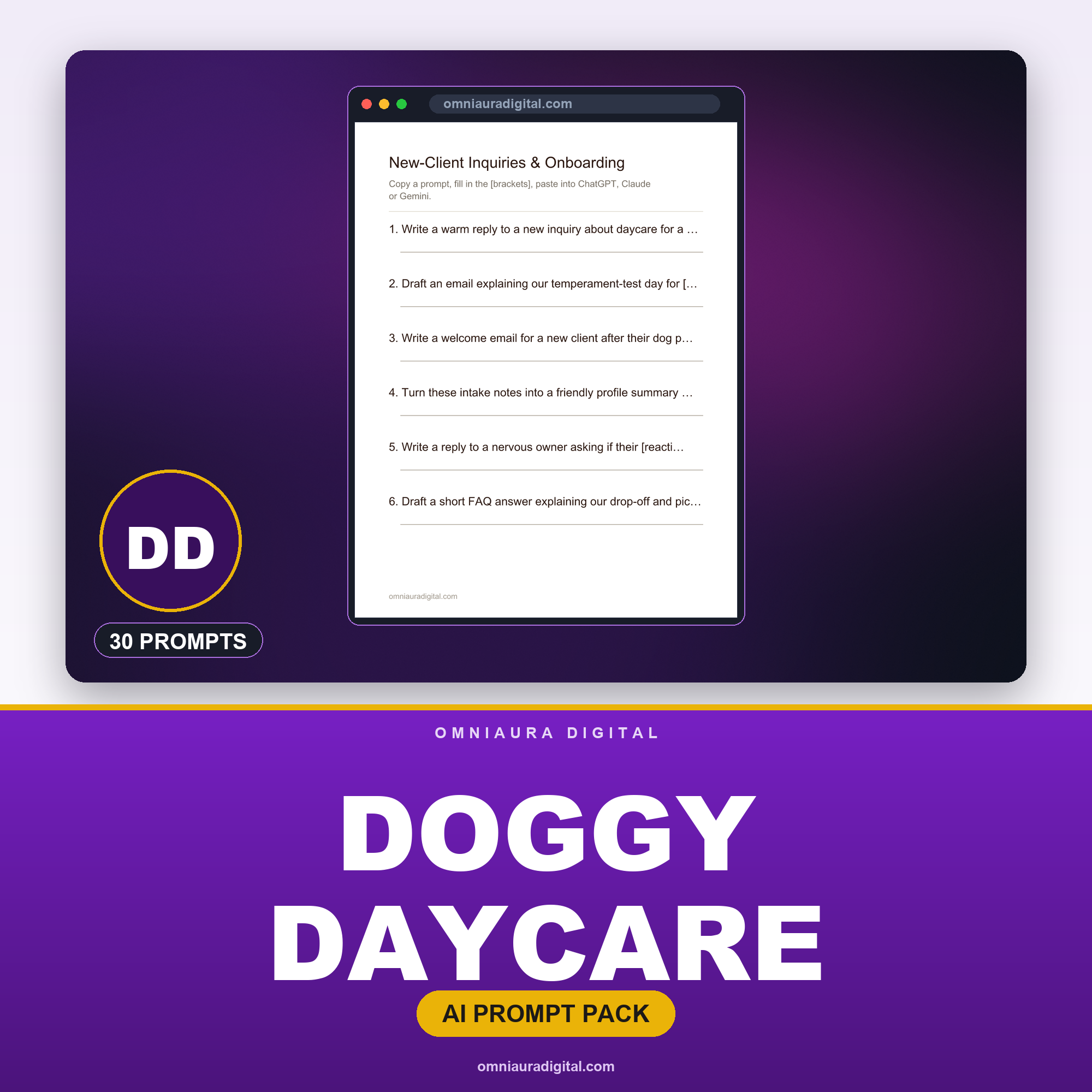 AI Prompt Pack for Doggy Daycare — ChatGPT, Claude & Gemini