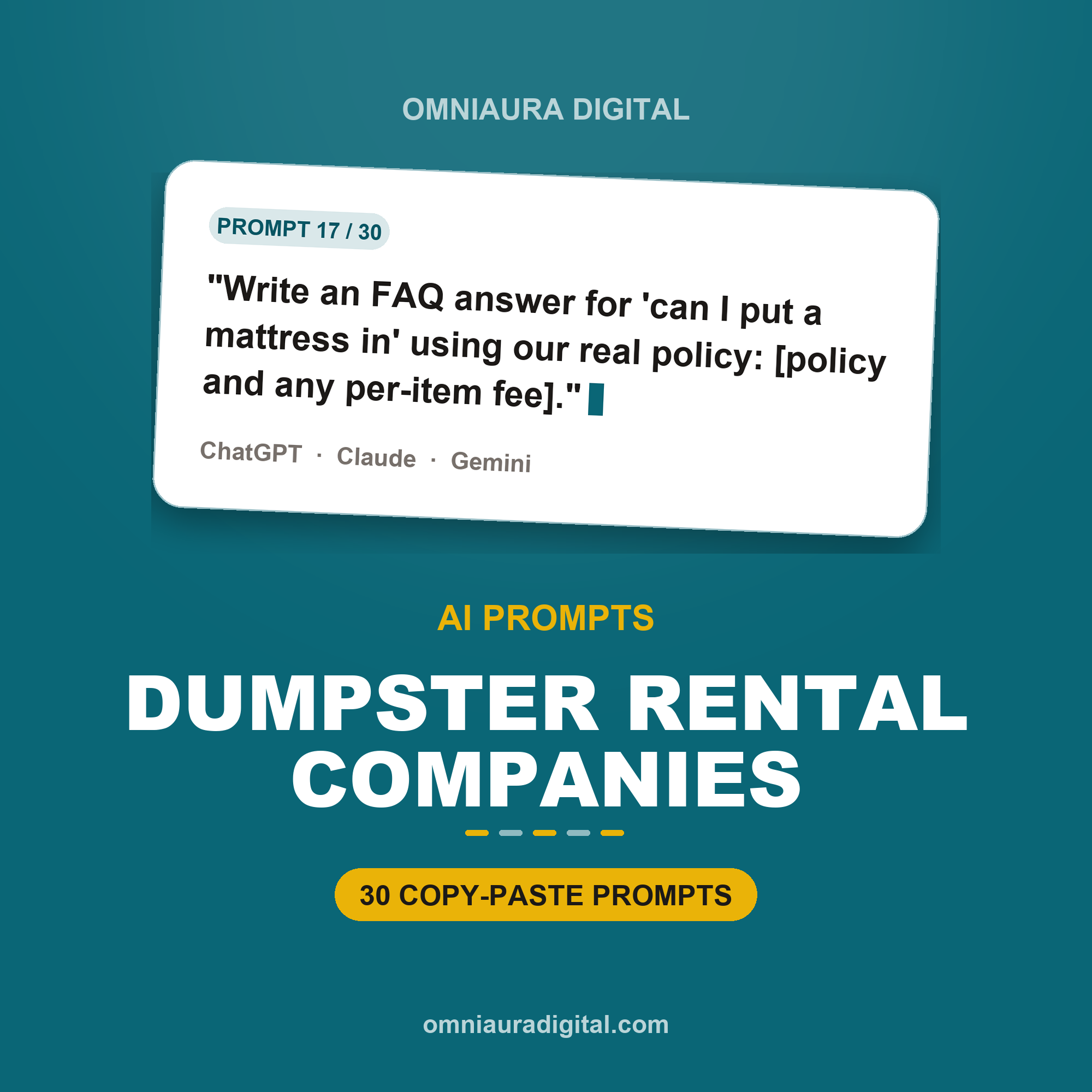 AI Prompt Pack for Dumpster Rental Companies — ChatGPT, Claude & Gemini