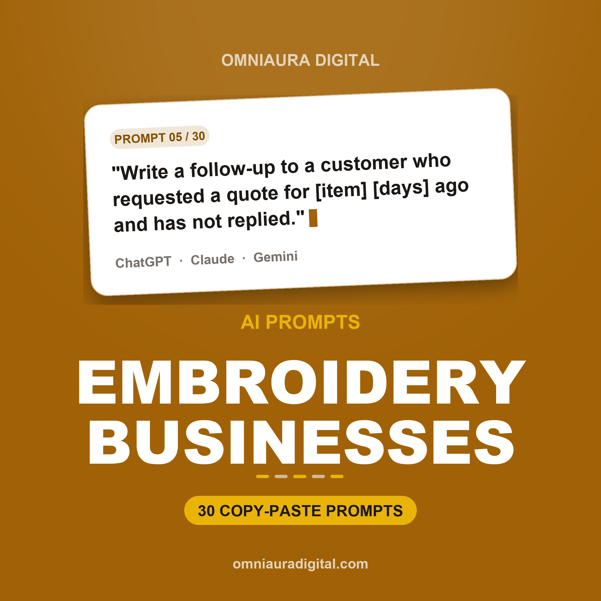 AI Prompt Pack for Embroidery Businesses — ChatGPT, Claude & Gemini