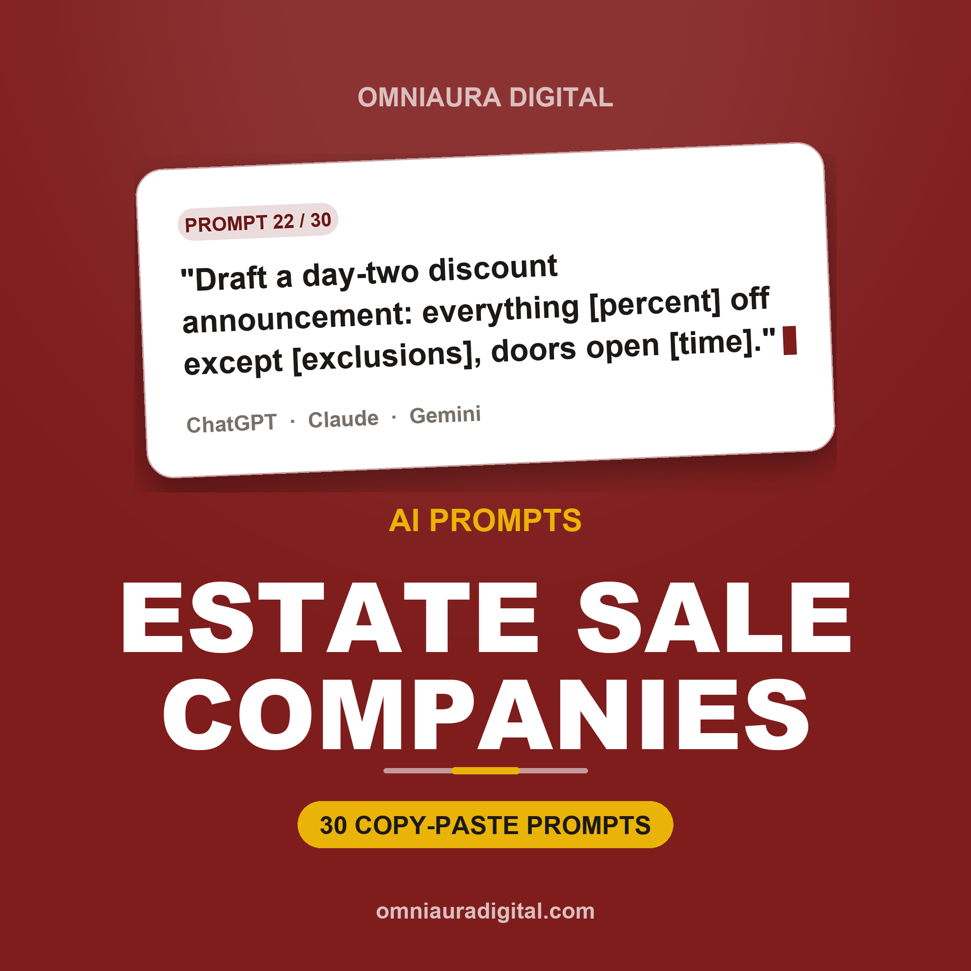 AI Prompt Pack for Estate Sale Companies — ChatGPT, Claude & Gemini