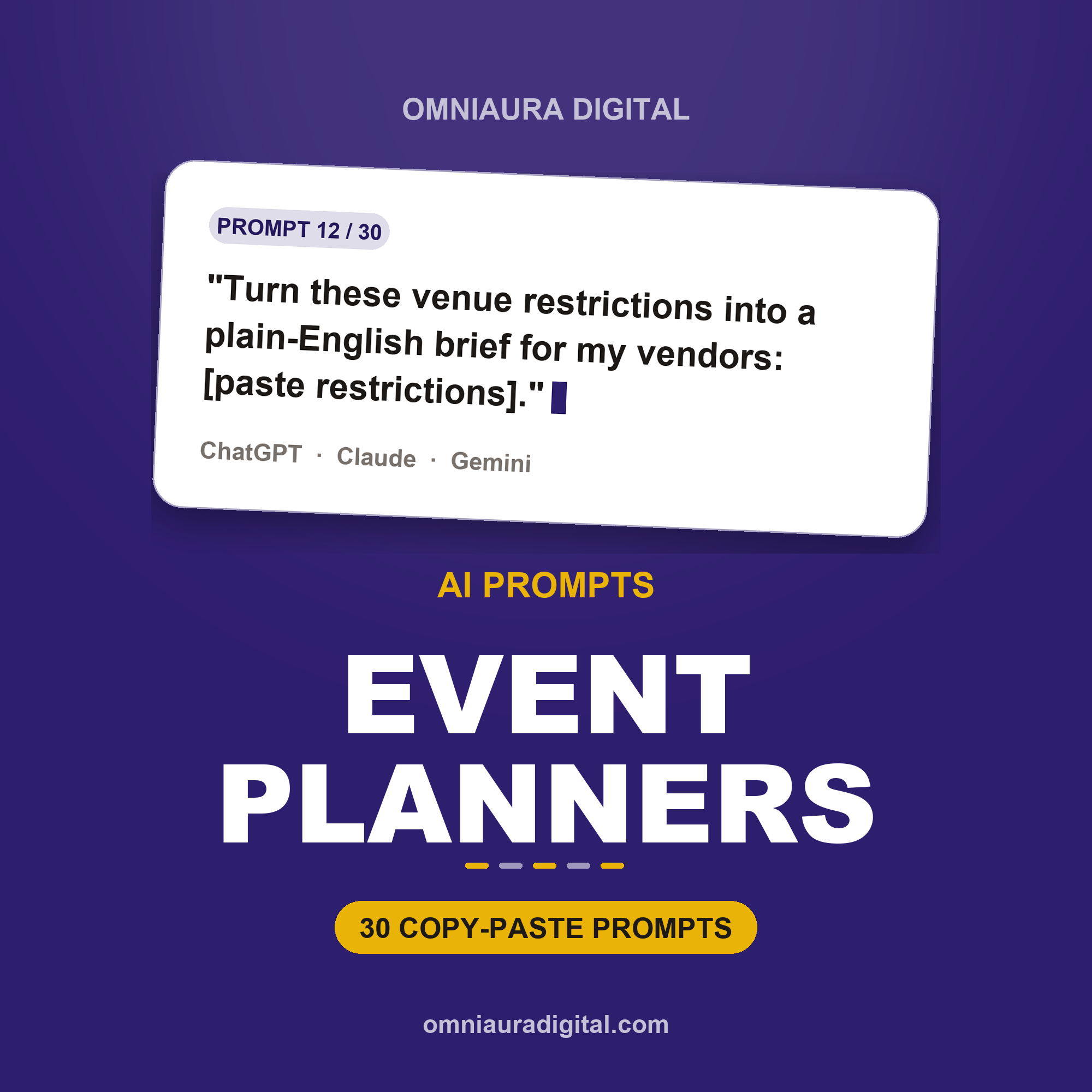 AI Prompt Pack for Event Planners — ChatGPT, Claude & Gemini