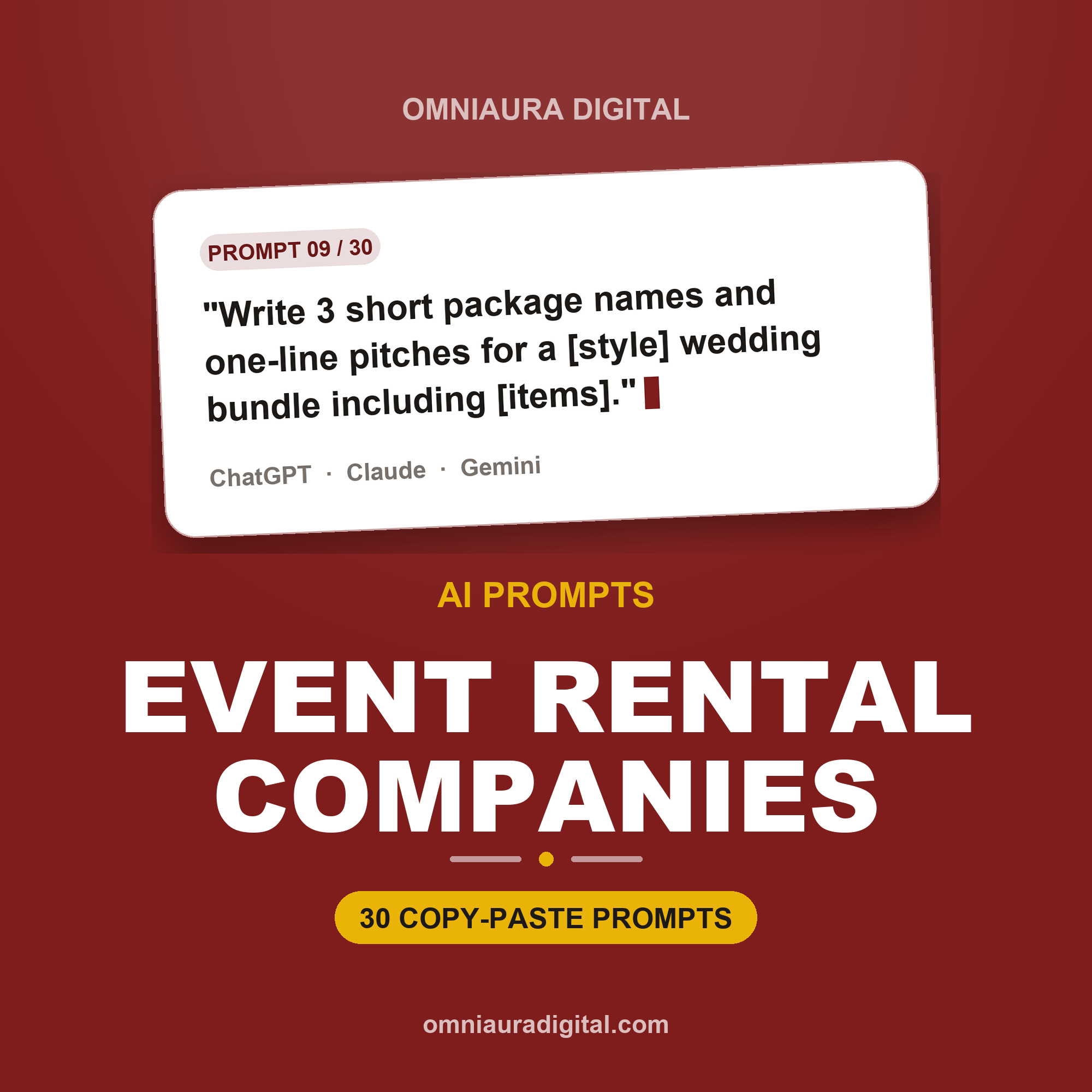 AI Prompt Pack for Event Rental Companies — ChatGPT, Claude & Gemini