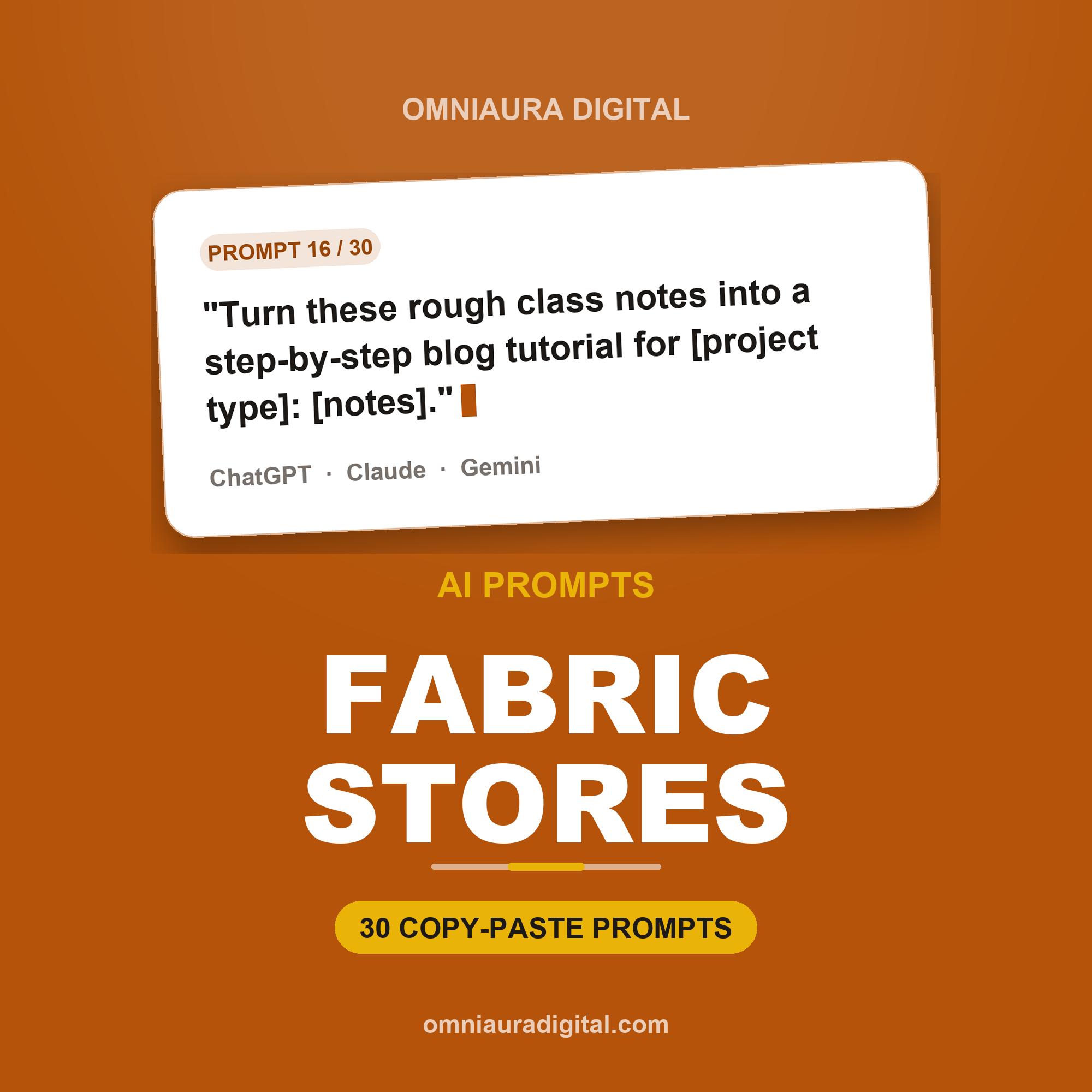 AI Prompt Pack for Fabric Stores — ChatGPT, Claude & Gemini