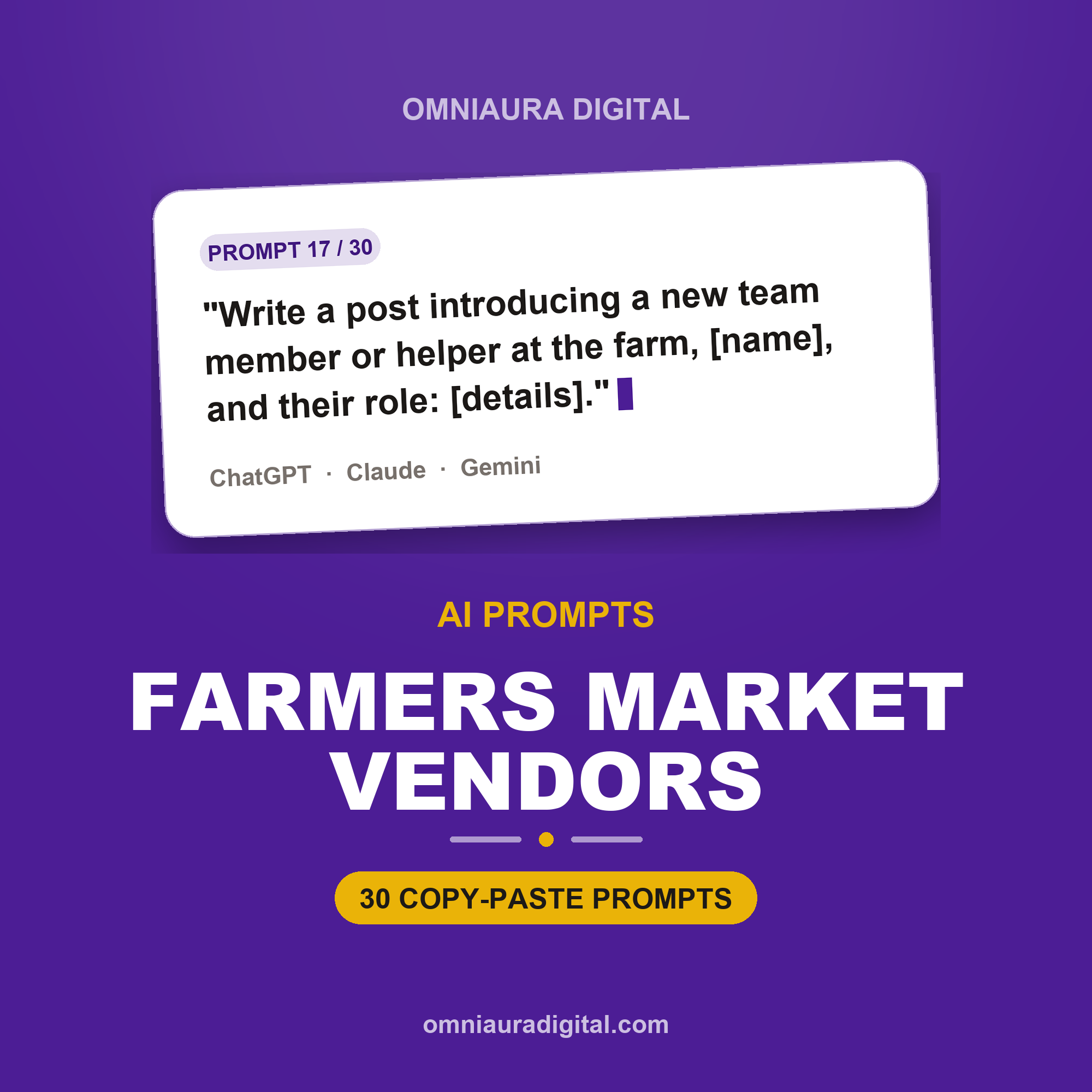 AI Prompt Pack for Farmers Market Vendors — ChatGPT, Claude & Gemini