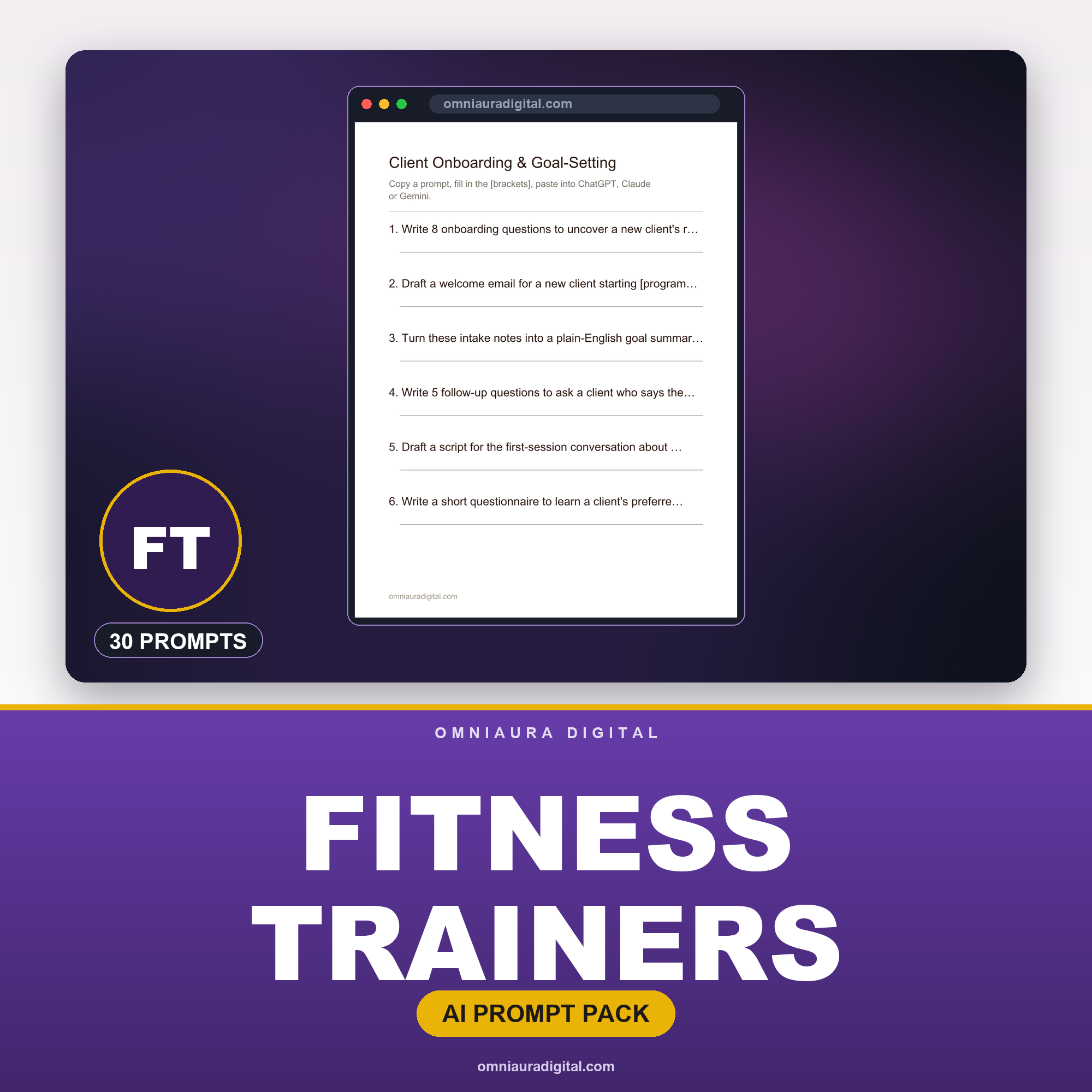 AI Prompt Pack for Fitness Trainers — ChatGPT, Claude & Gemini