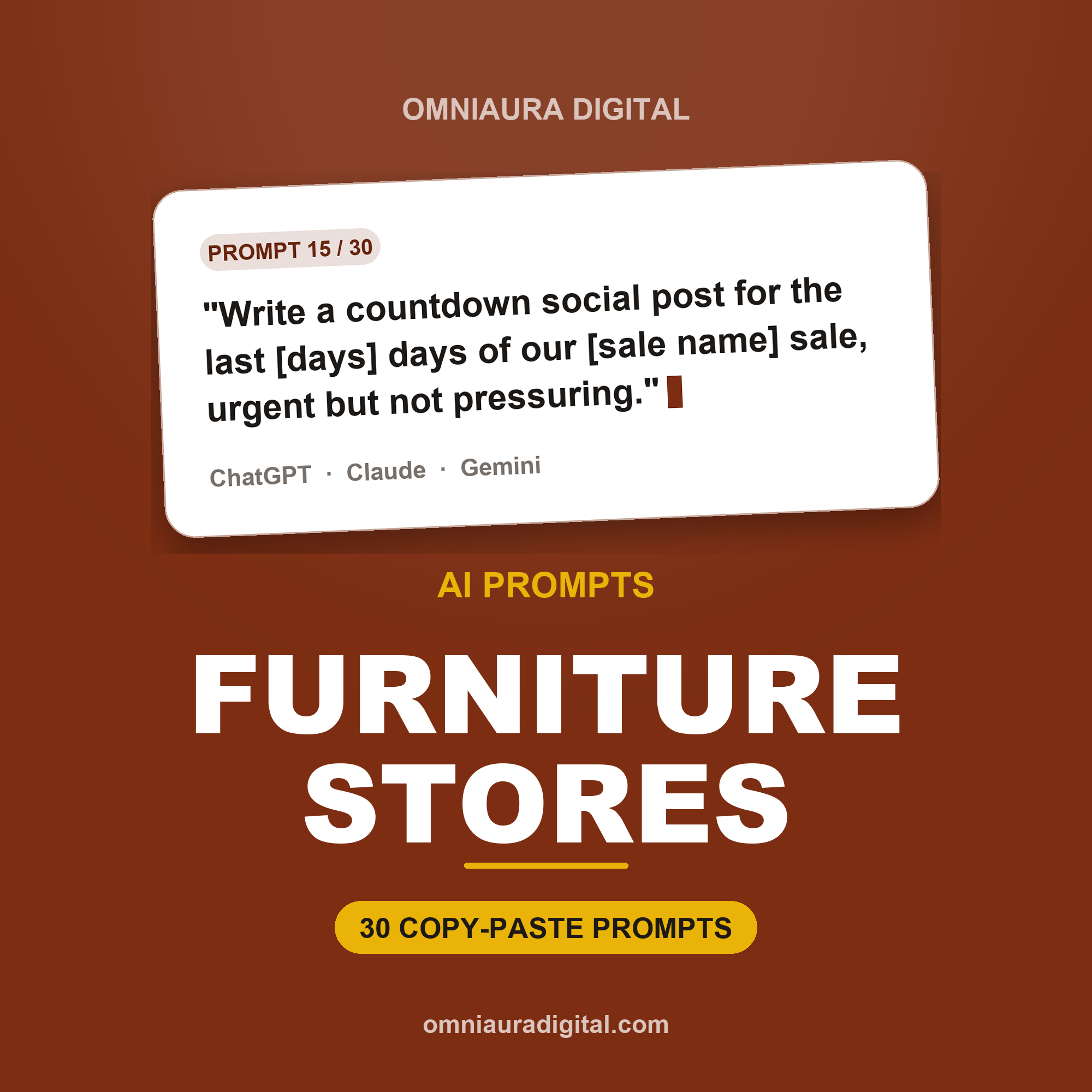 AI Prompt Pack for Furniture Stores — ChatGPT, Claude & Gemini