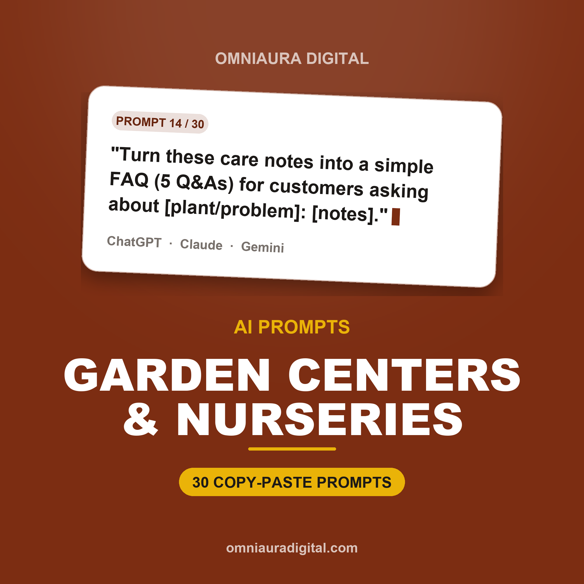 AI Prompt Pack for Garden Centers & Nurseries — ChatGPT, Claude & Gemini