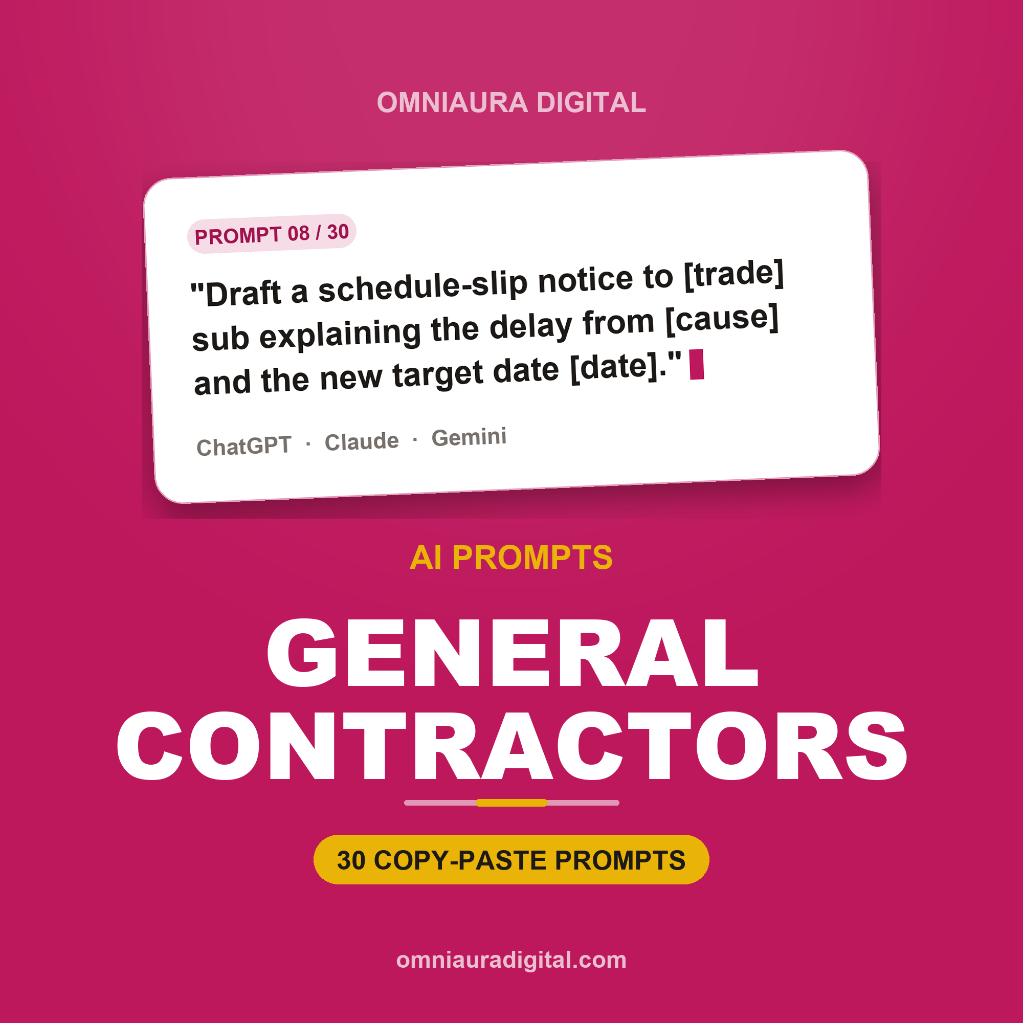 AI Prompt Pack for General Contractors — ChatGPT, Claude & Gemini