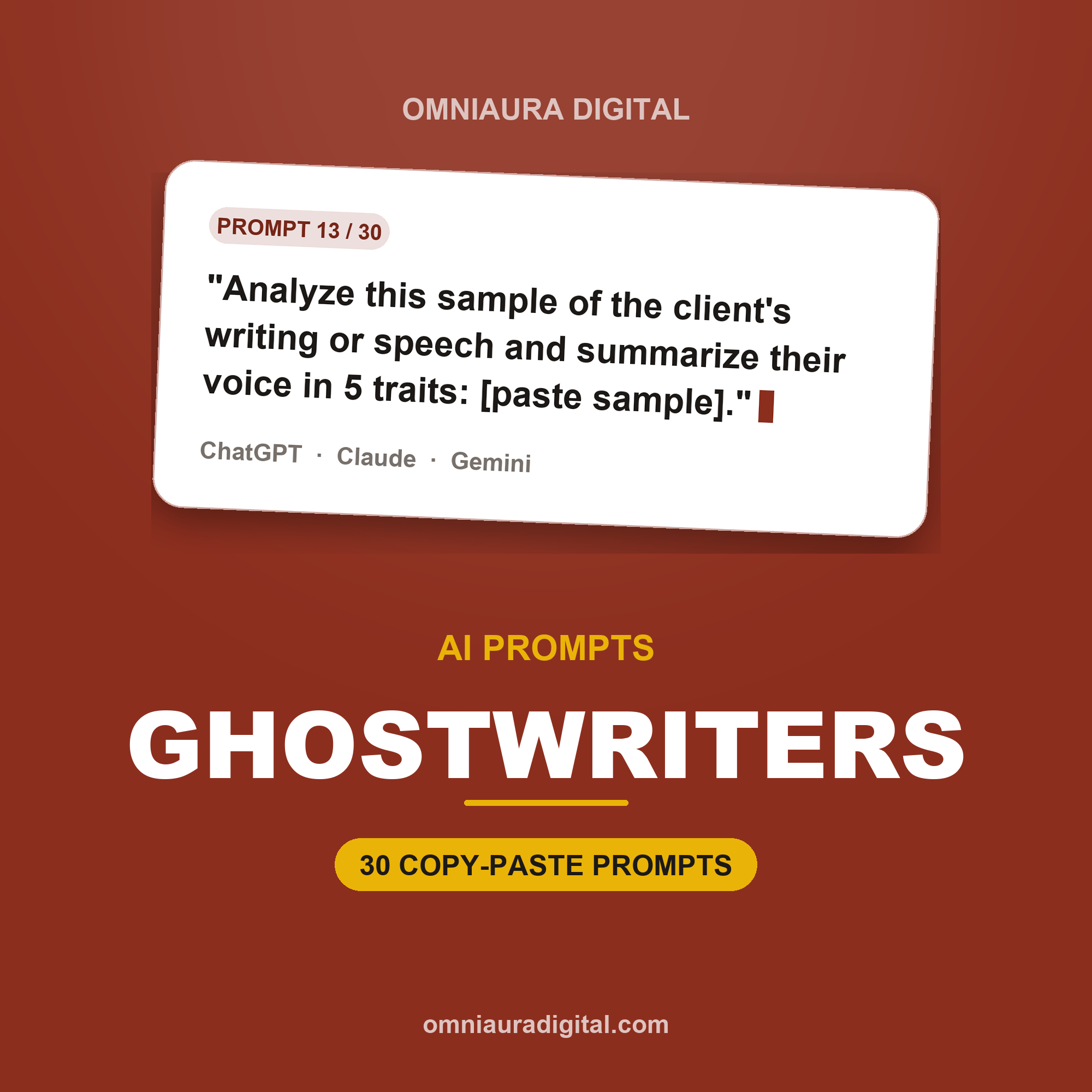 AI Prompt Pack for Ghostwriters — ChatGPT, Claude & Gemini