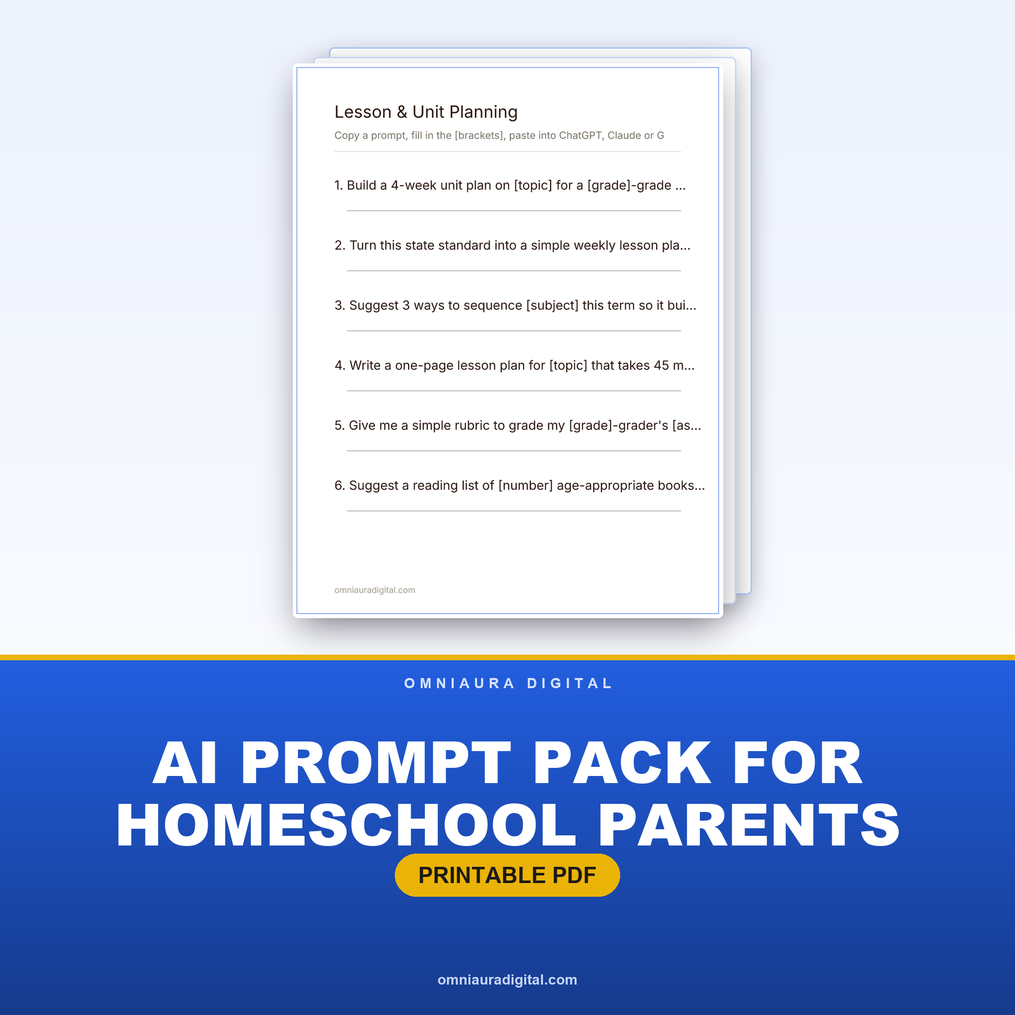 AI Prompt Pack for Homeschool Parents — ChatGPT, Claude & Gemini