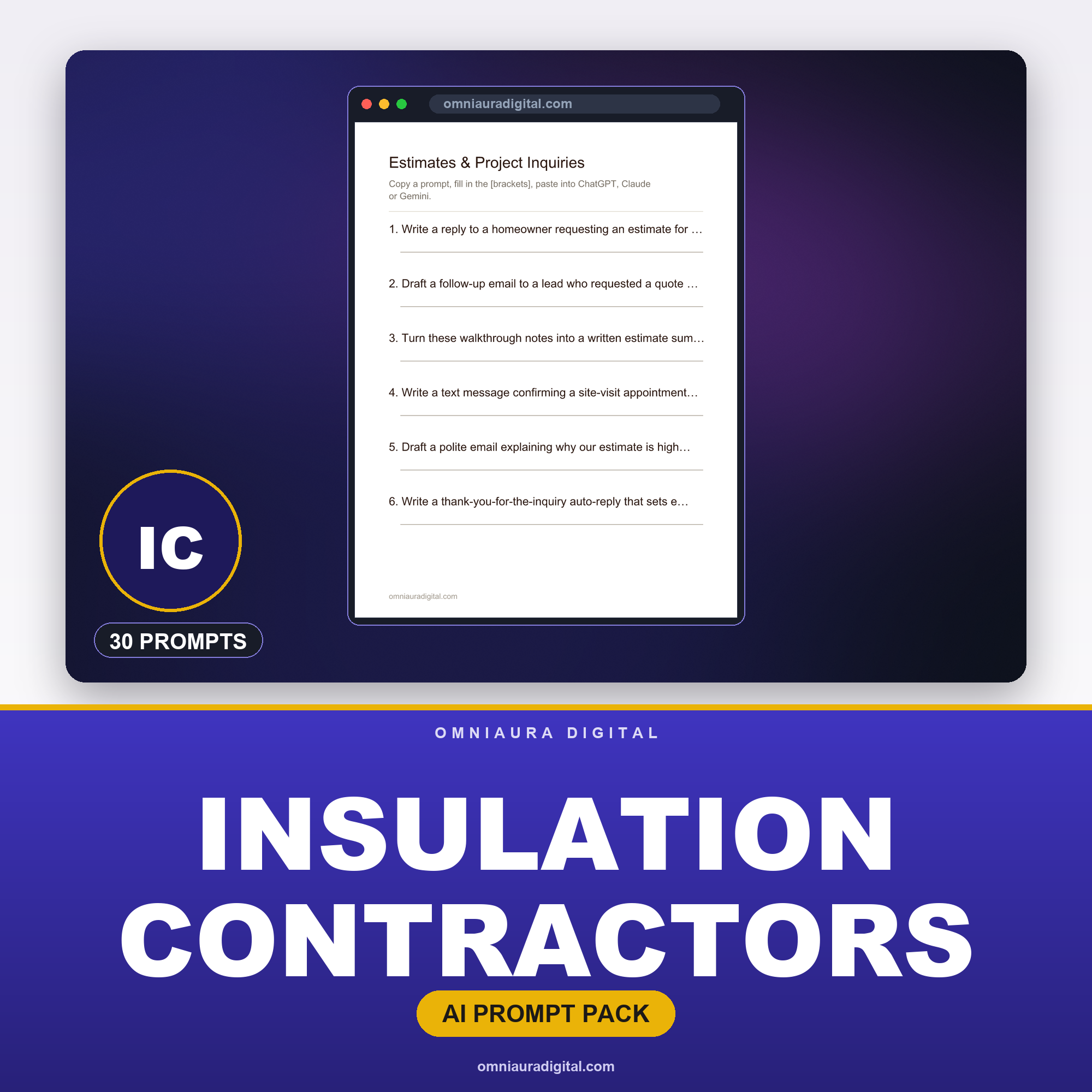 AI Prompt Pack for Insulation Contractors — ChatGPT, Claude & Gemini