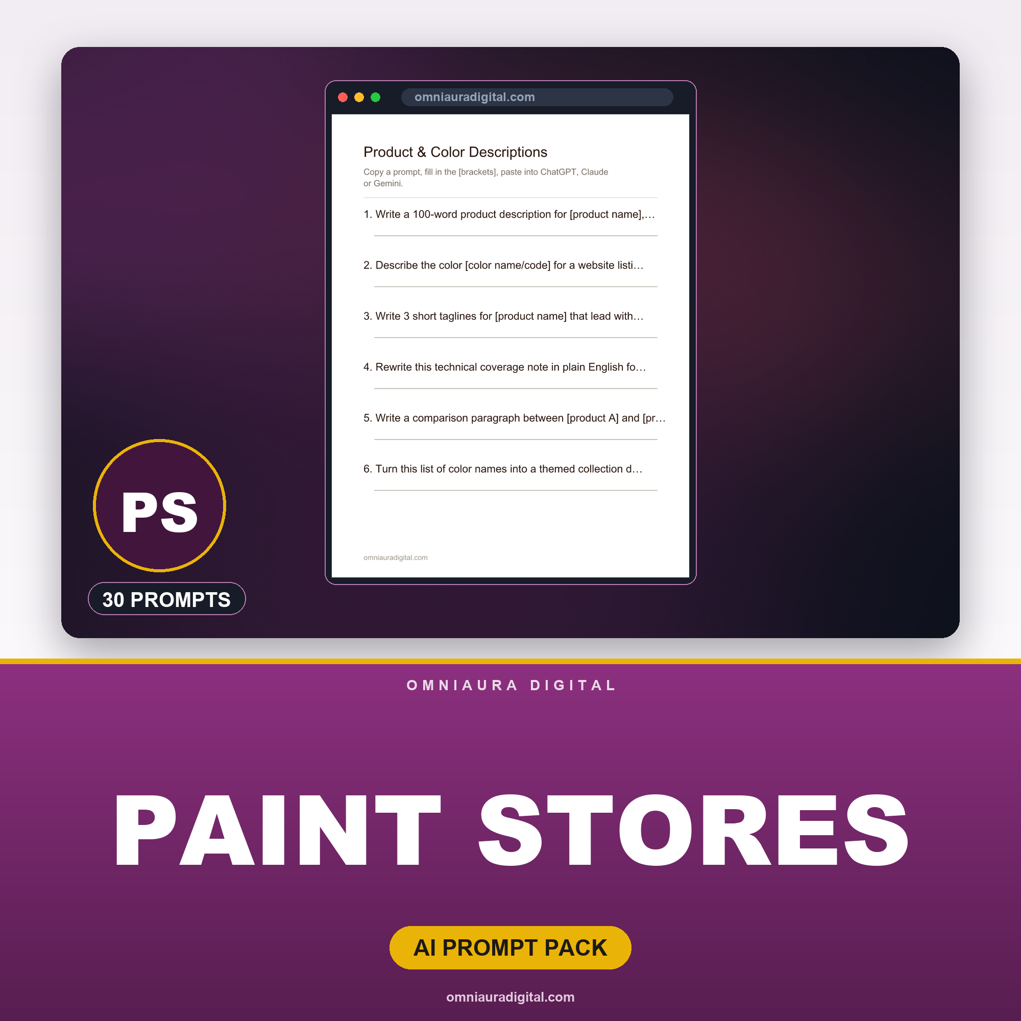 AI Prompt Pack for Paint Stores — ChatGPT, Claude & Gemini