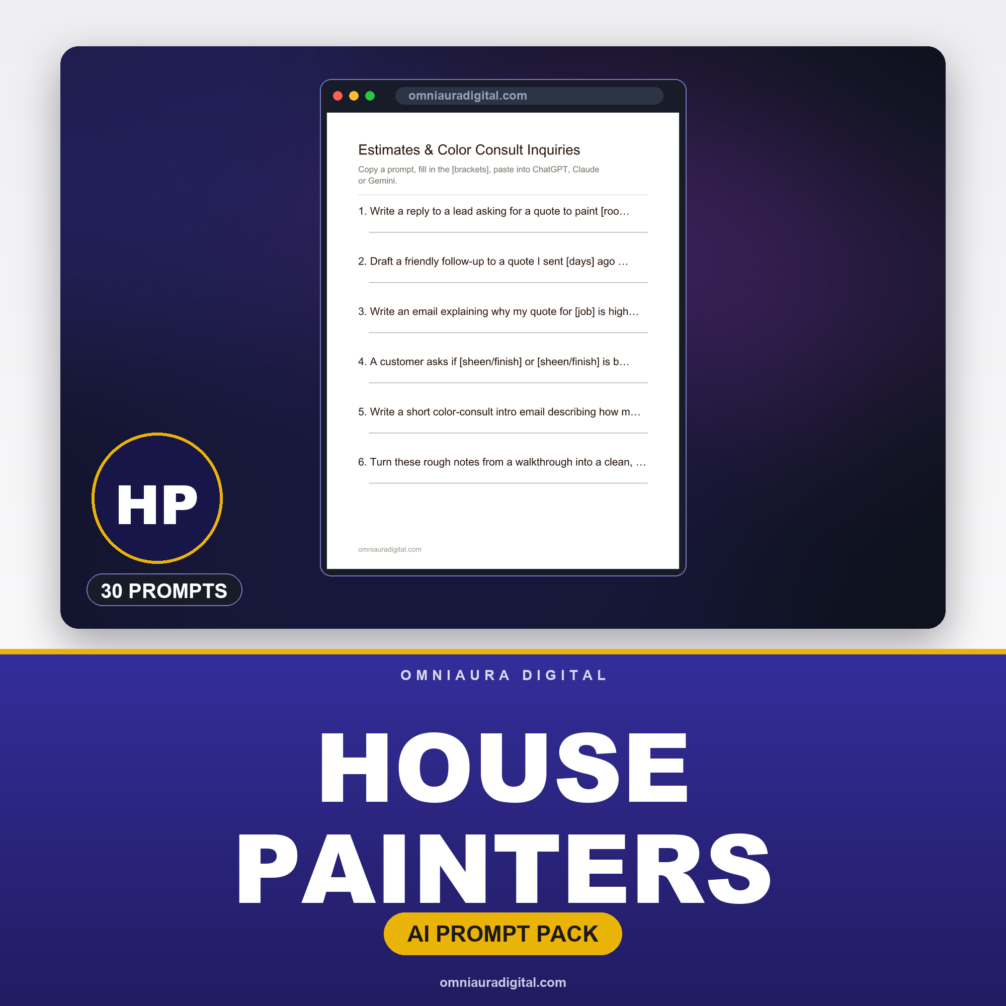AI Prompt Pack for House Painters — ChatGPT, Claude & Gemini