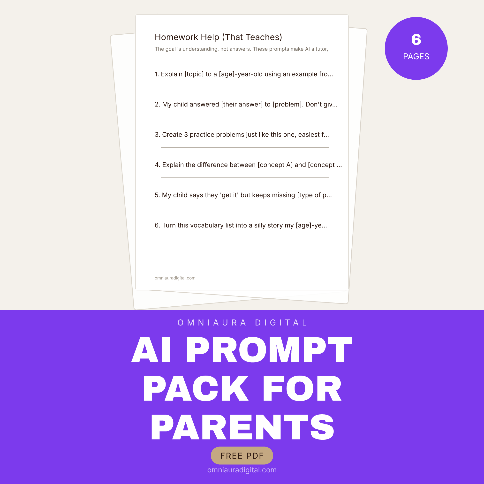 AI Prompt Pack for Parents — ChatGPT, Claude & Gemini