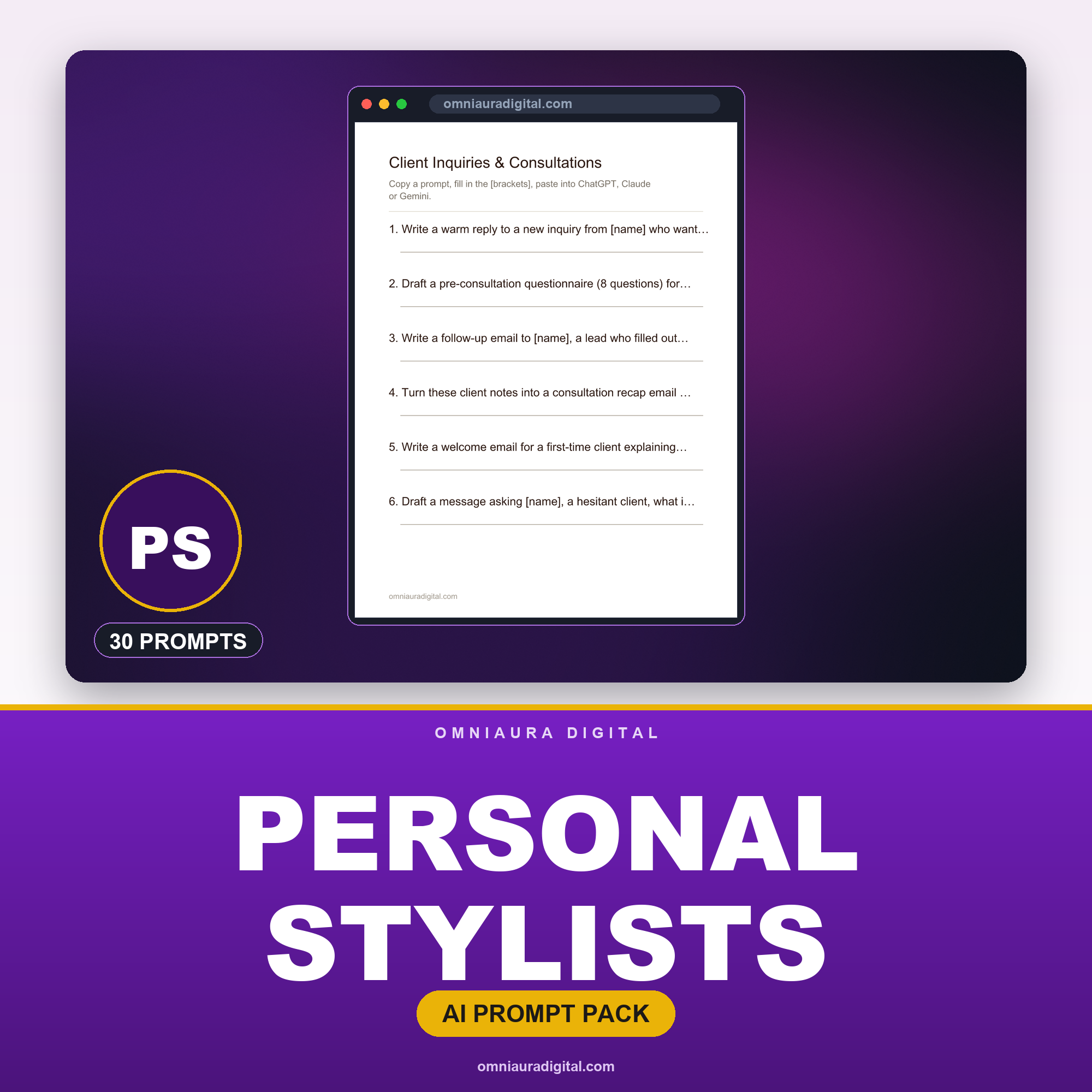AI Prompt Pack for Personal Stylists — ChatGPT, Claude & Gemini