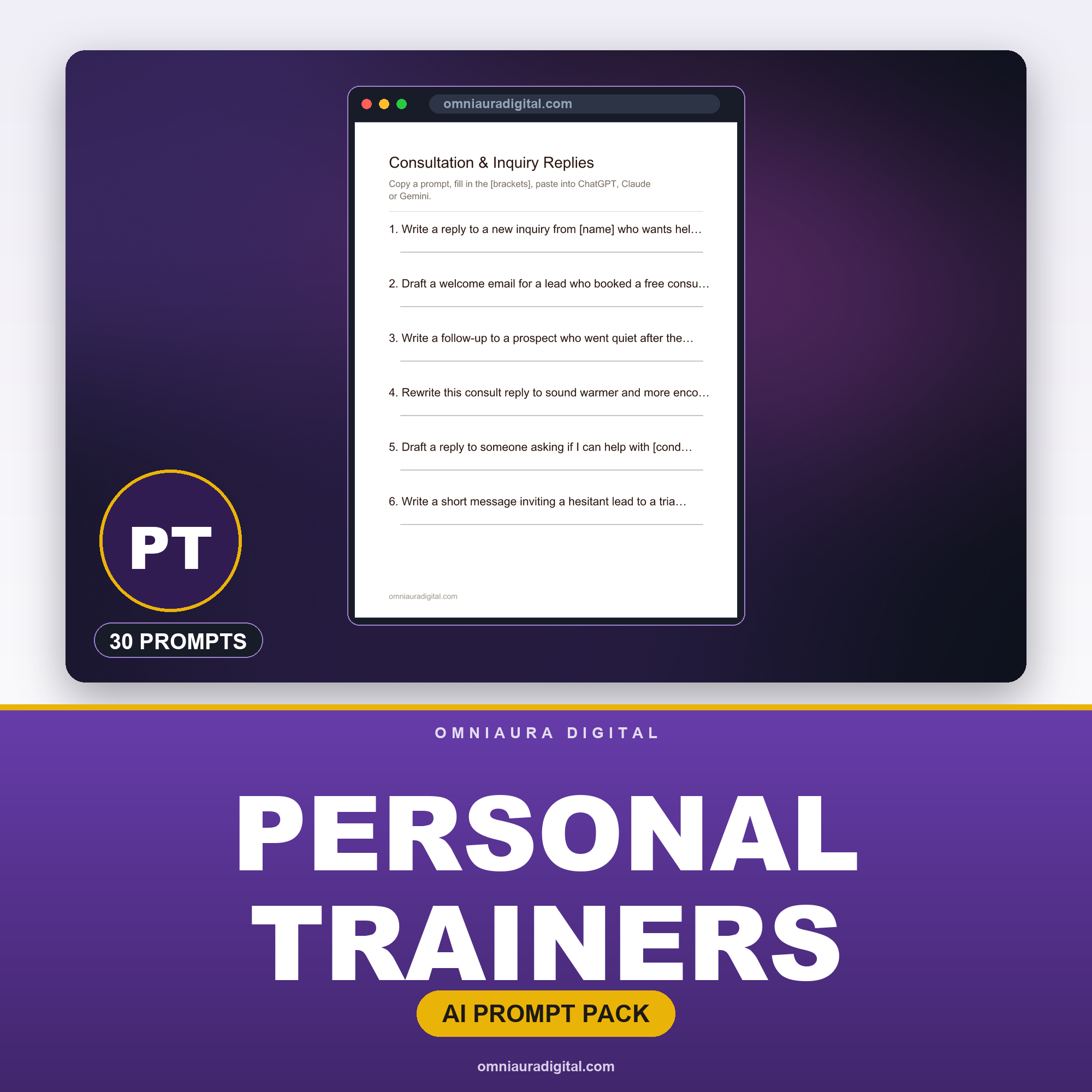 AI Prompt Pack for Personal Trainers — ChatGPT, Claude & Gemini