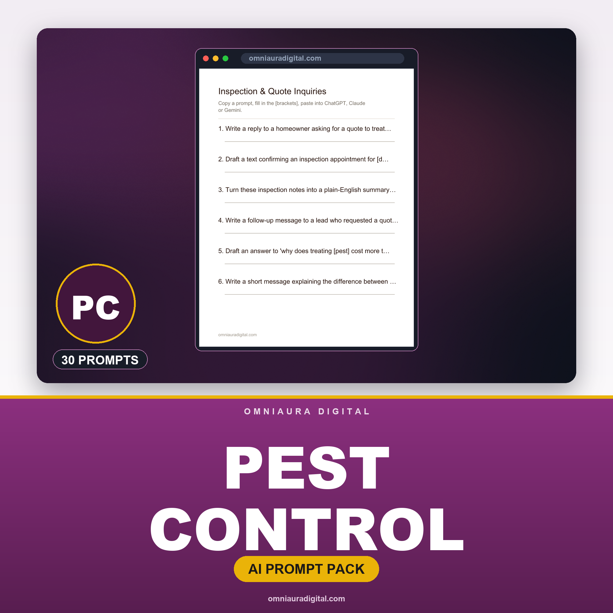 AI Prompt Pack for Pest Control — ChatGPT, Claude & Gemini