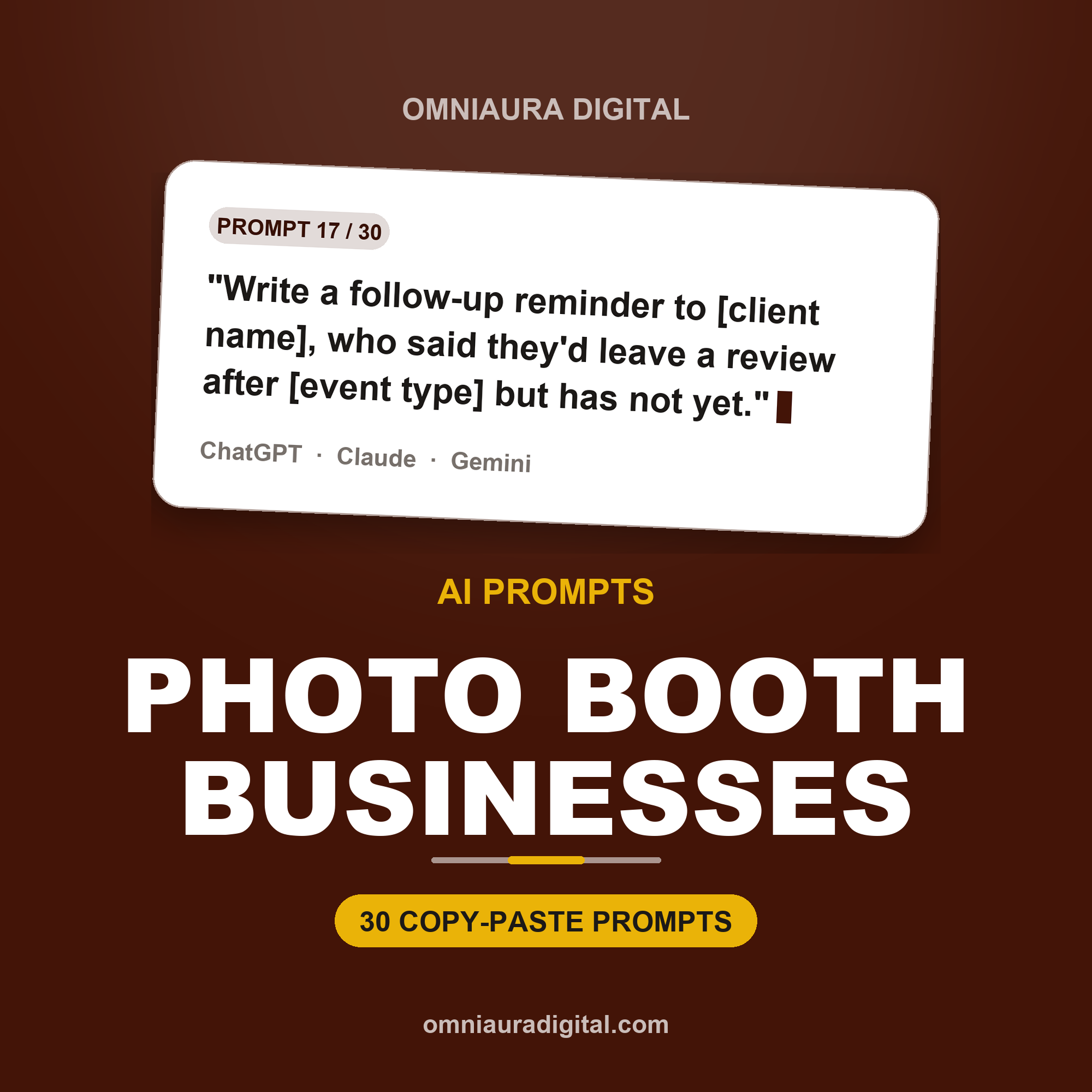 AI Prompt Pack for Photo Booth Businesses — ChatGPT, Claude & Gemini